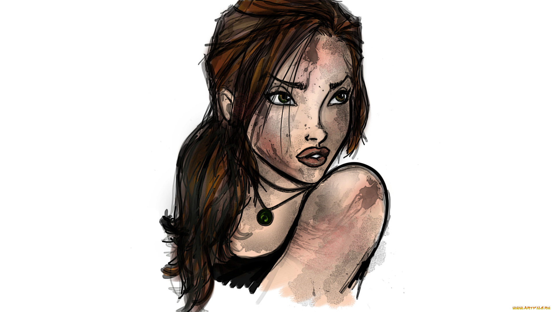 рисованное, люди, портрет, взгляд, фон, девушка