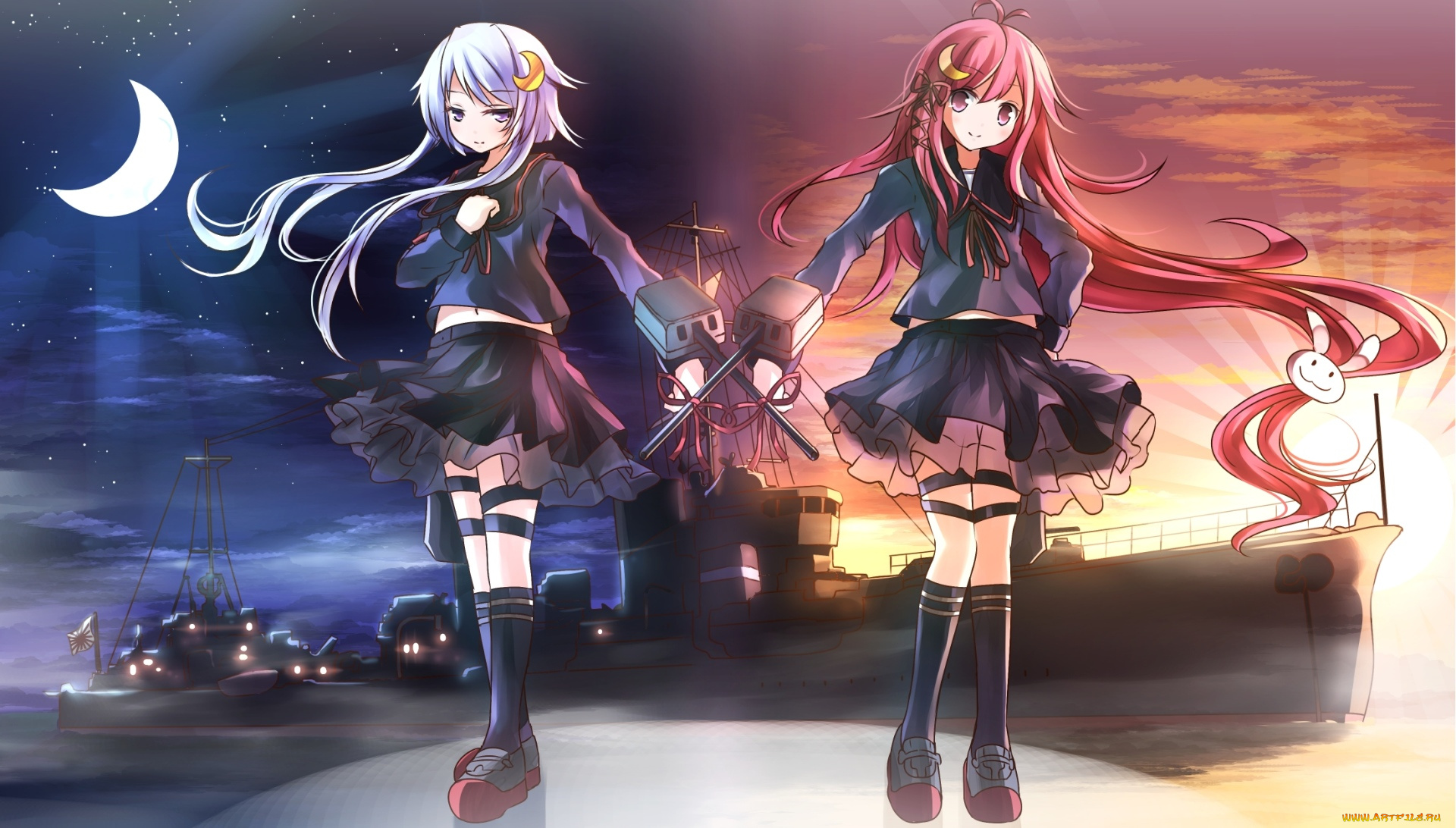 аниме, kantai, collection, фон, взгляд, девушки