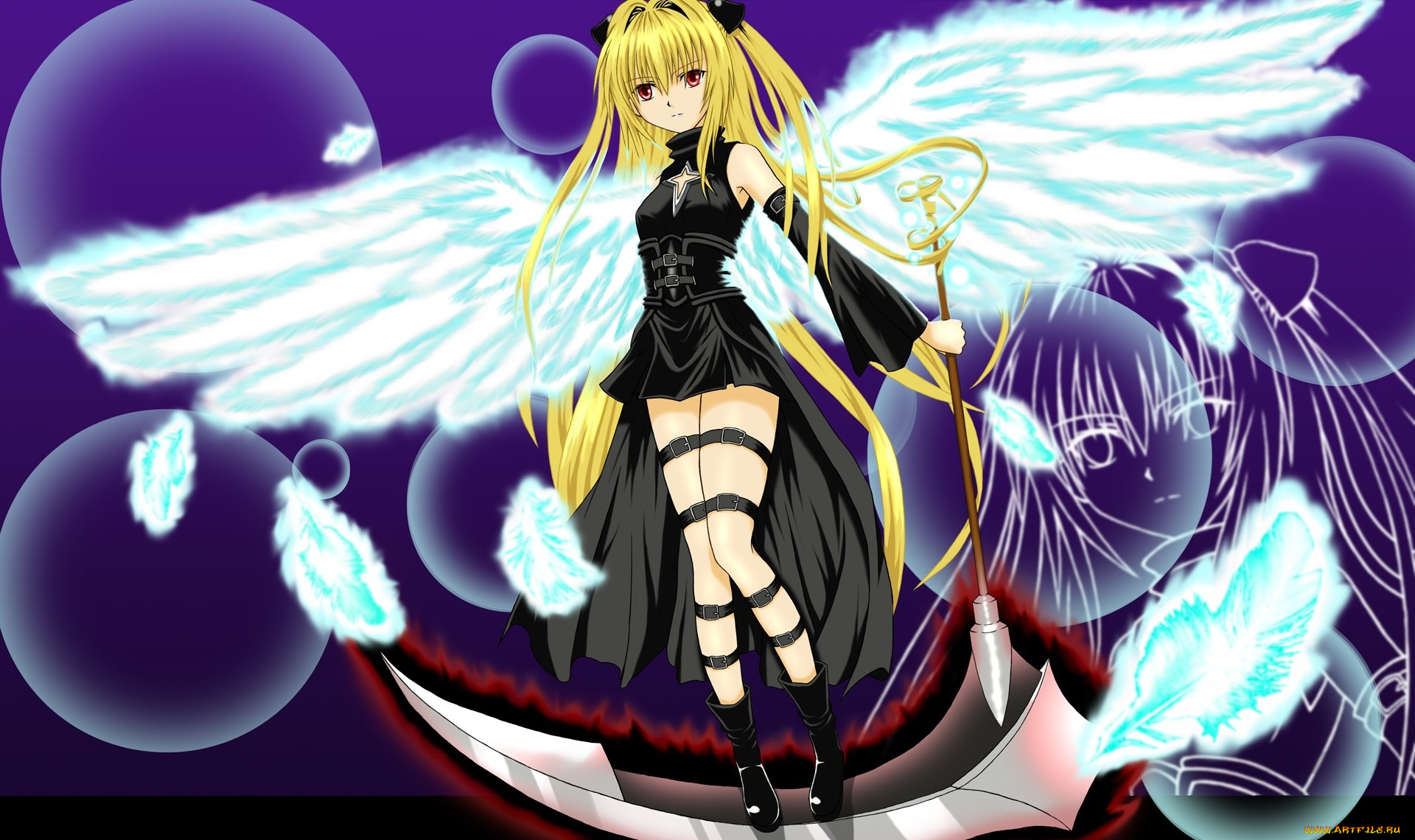 аниме, to, love, ru, девушка, взгляд, фон