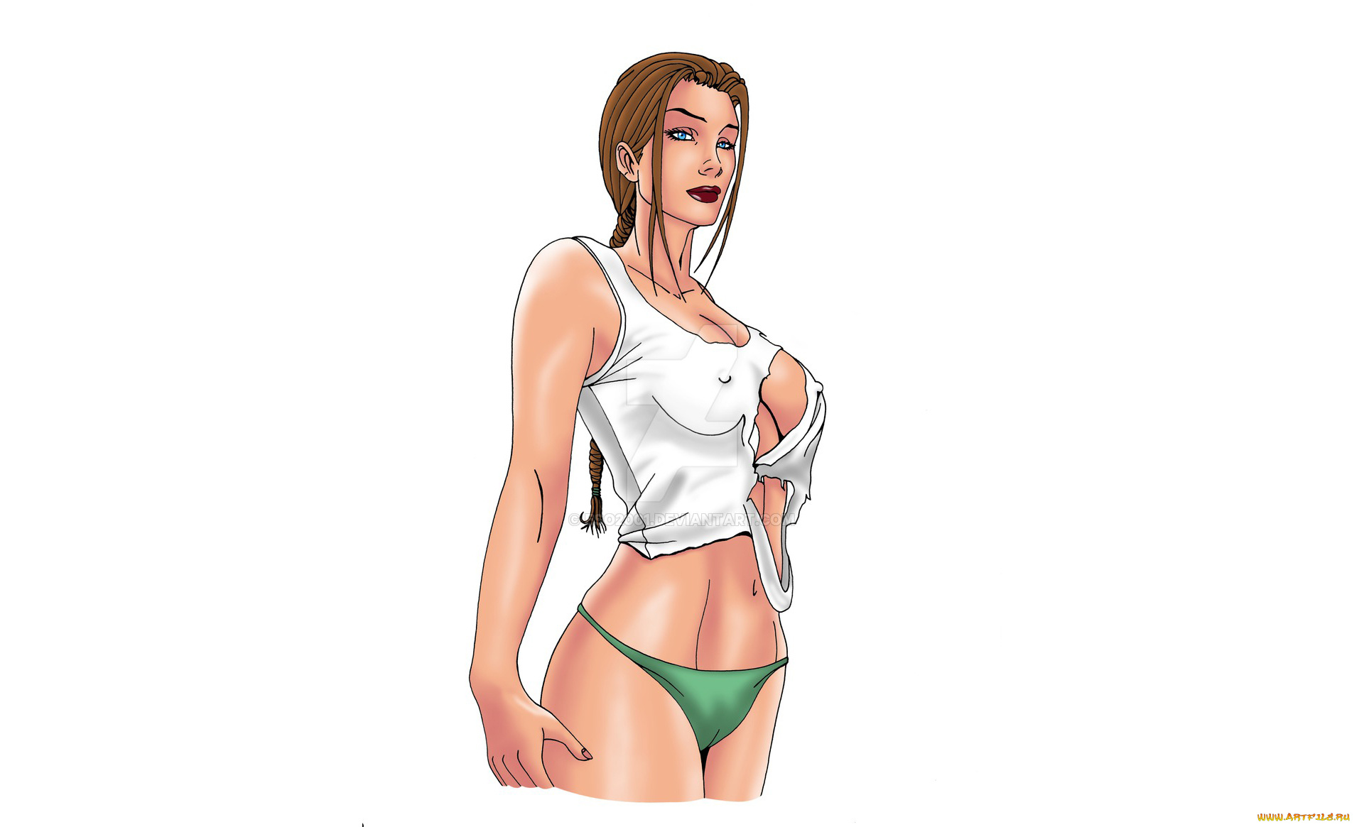 рисованное, комиксы, взгляд, фон, девушка, коса