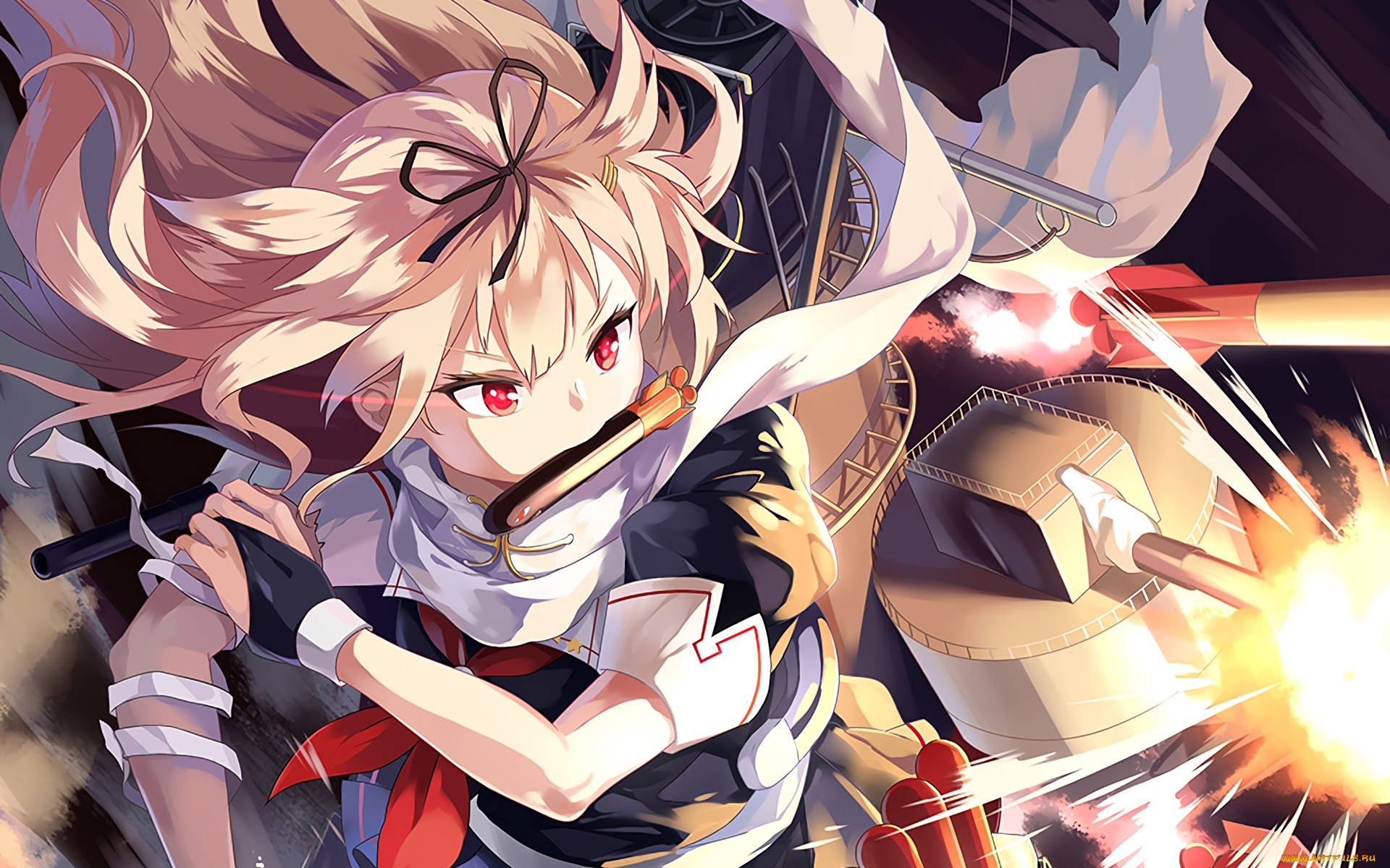 аниме, kantai, collection, фон, взгляд, девушки