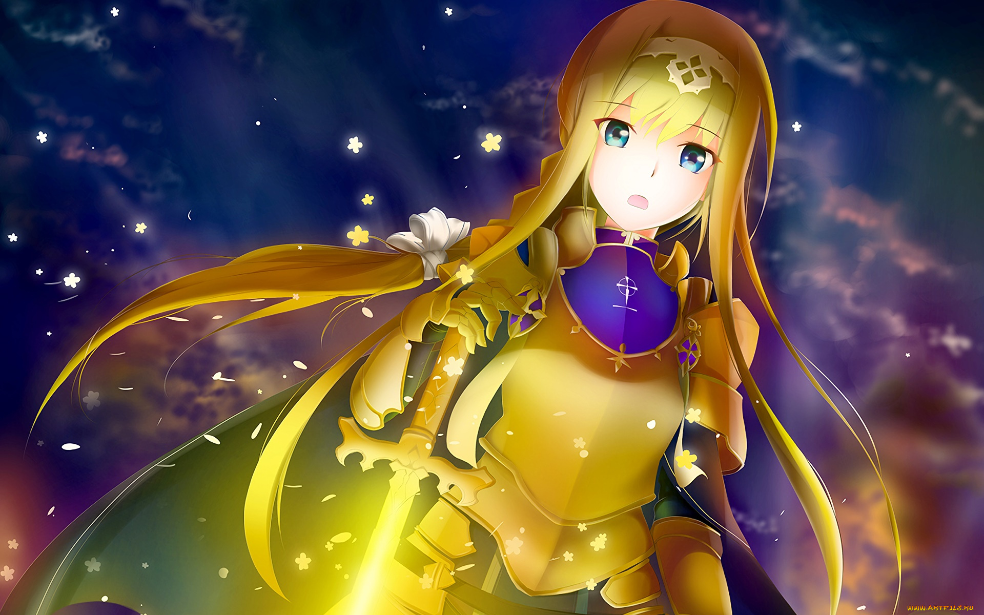 аниме, sword, art, online, девушка, взгляд, фон