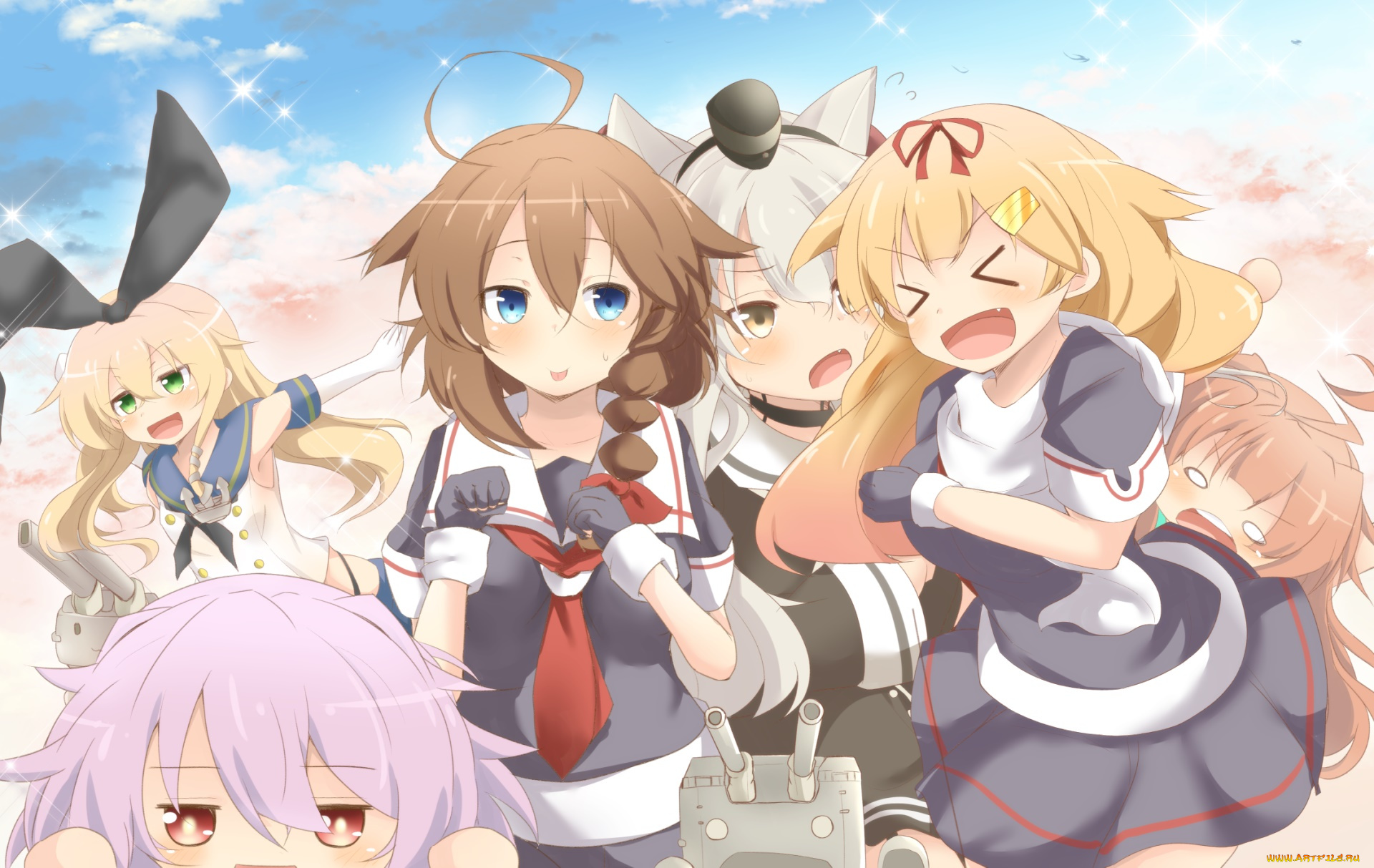 аниме, kantai, collection, фон, взгляд, девушки