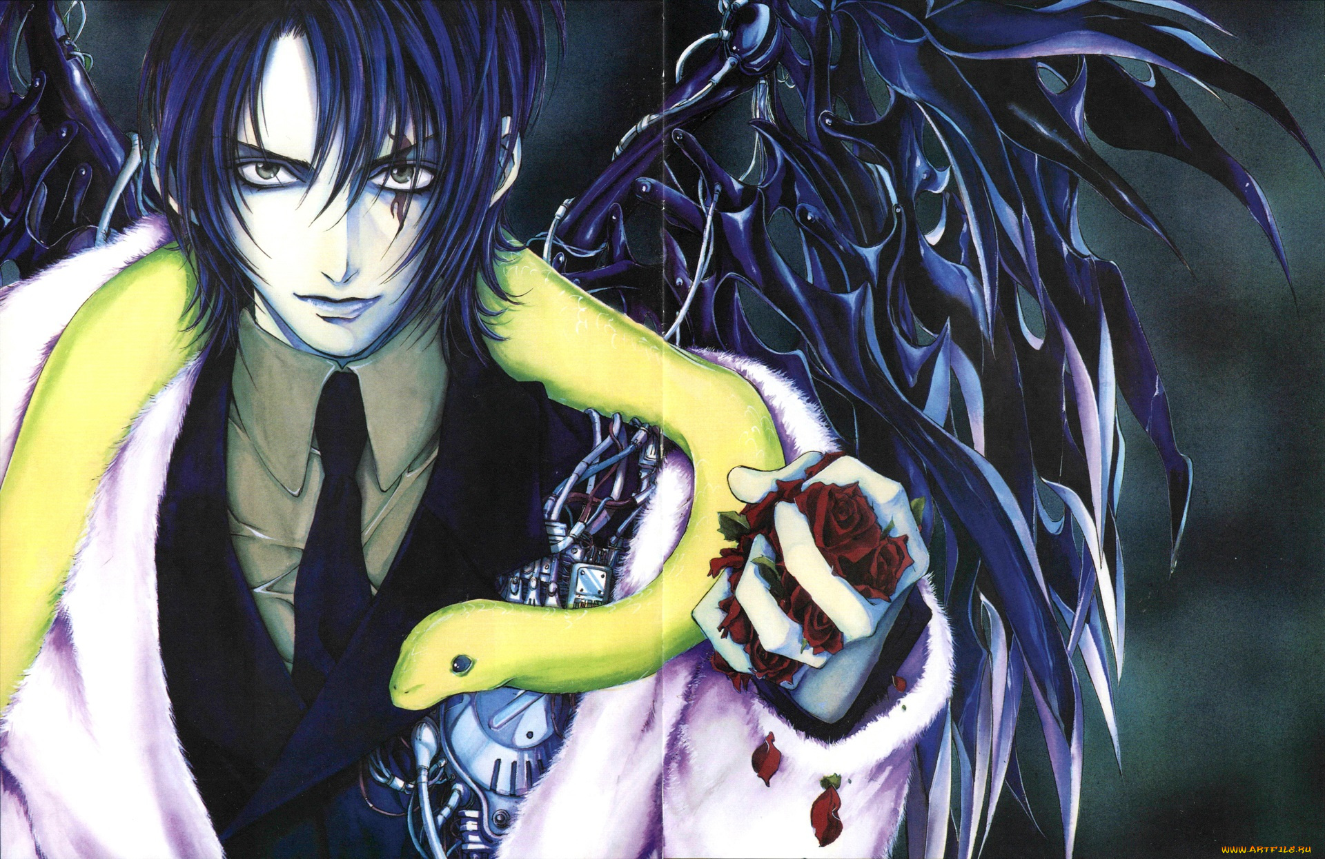 аниме, angel, sanctuary, парень, змея, взгляд