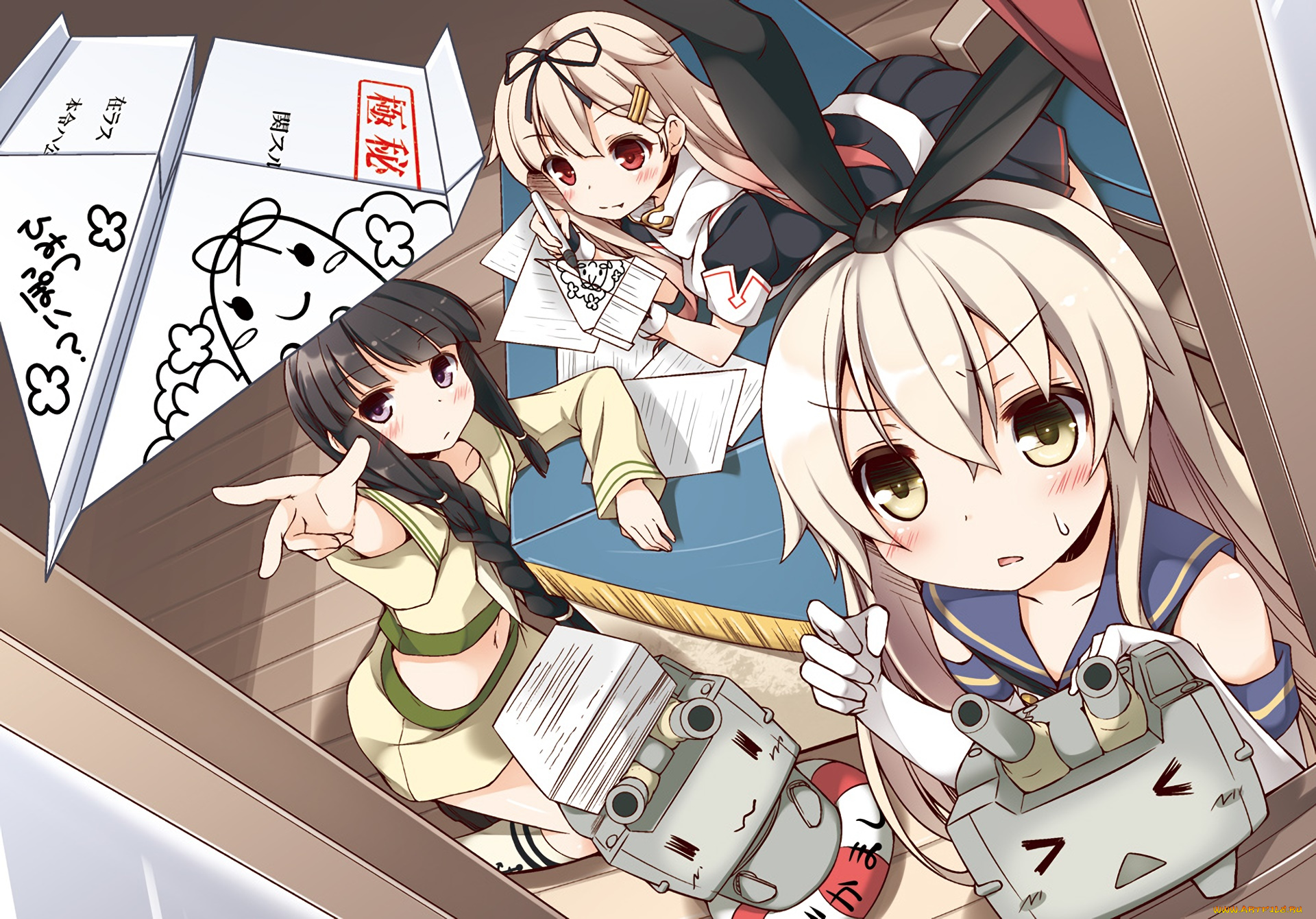 аниме, kantai, collection, фон, взгляд, девушки