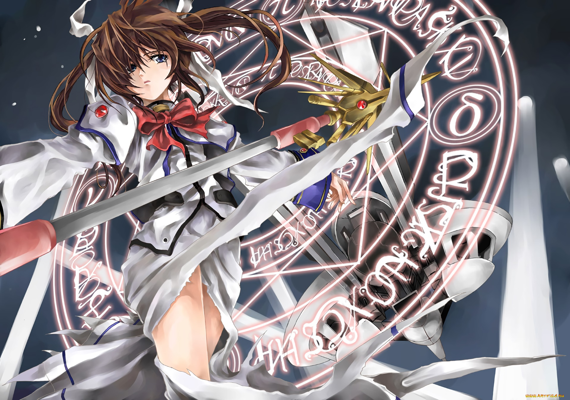 аниме, mahou, shoujo, lyrical, nanoha, девушка, фон, взгляд