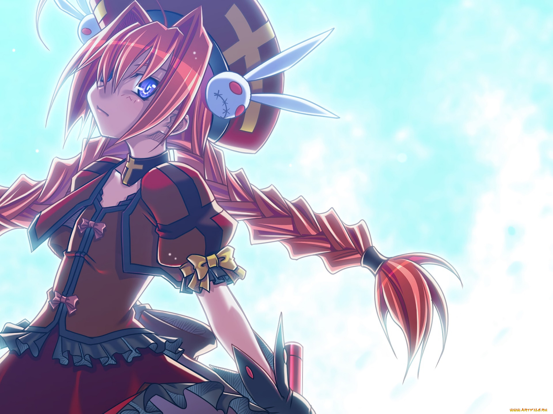 аниме, mahou, shoujo, lyrical, nanoha, взгляд, девушка, фон