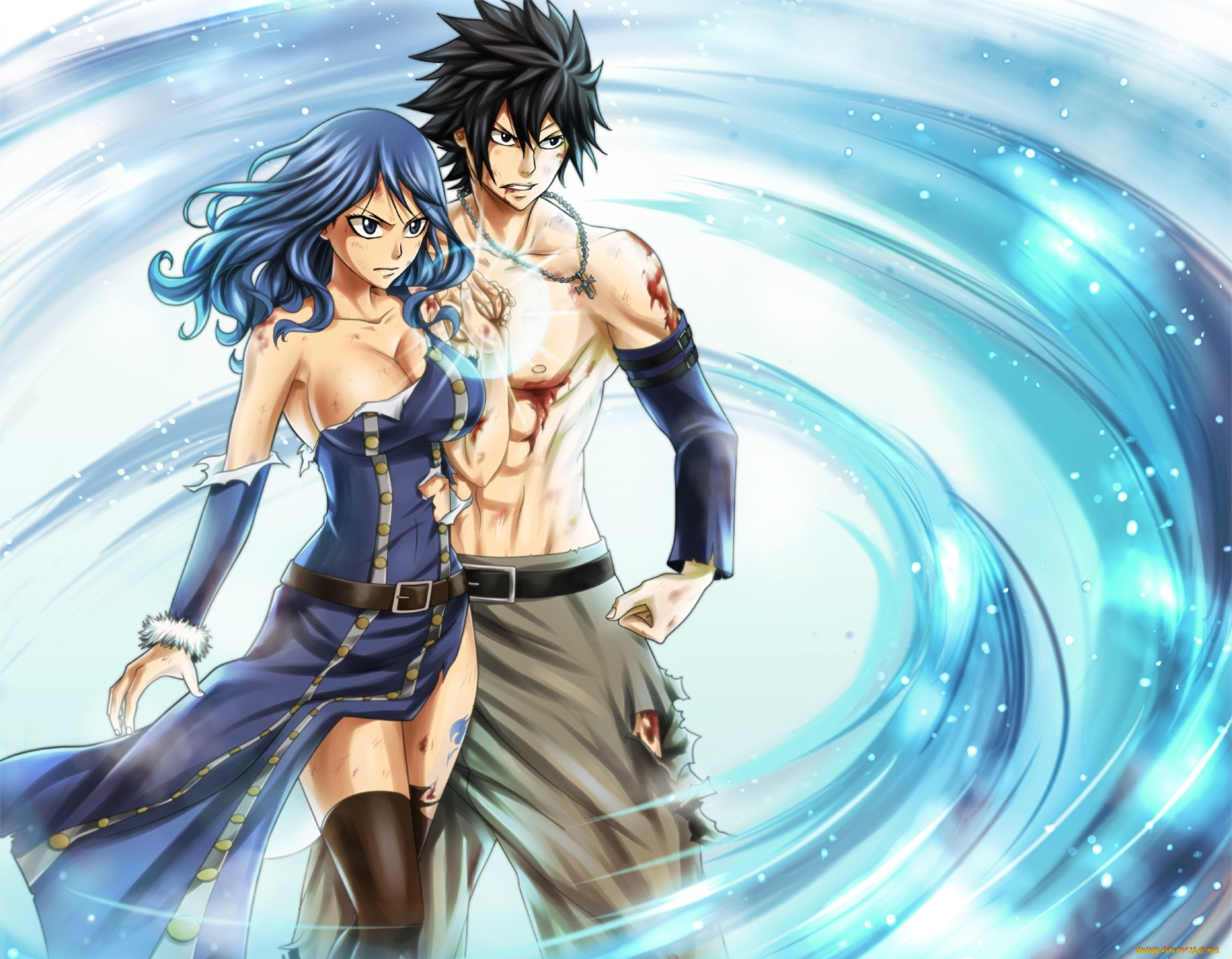 аниме, fairy, tail, девушка, взгляд, фон, грудь