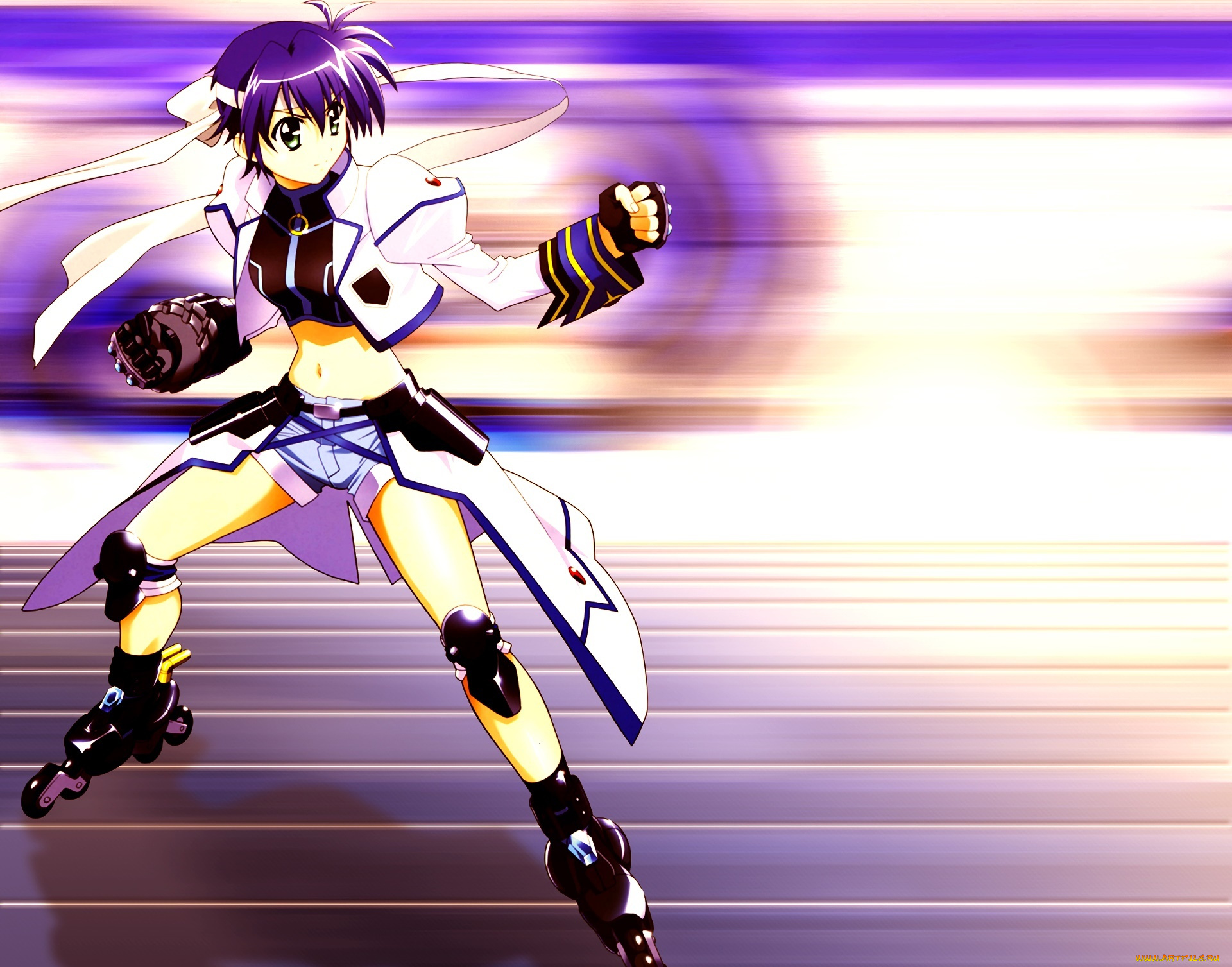 аниме, mahou, shoujo, lyrical, nanoha, девушка, фон, взгляд