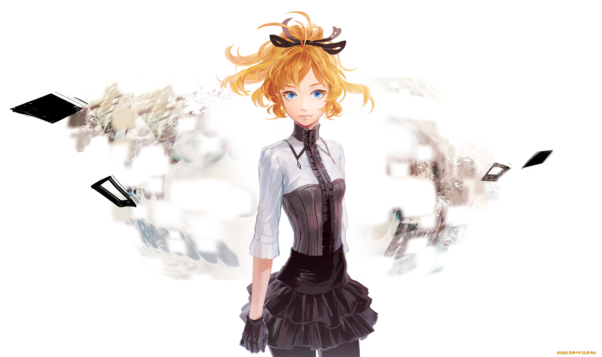 аниме, unknown, , другое, взгляд, девушка, фон