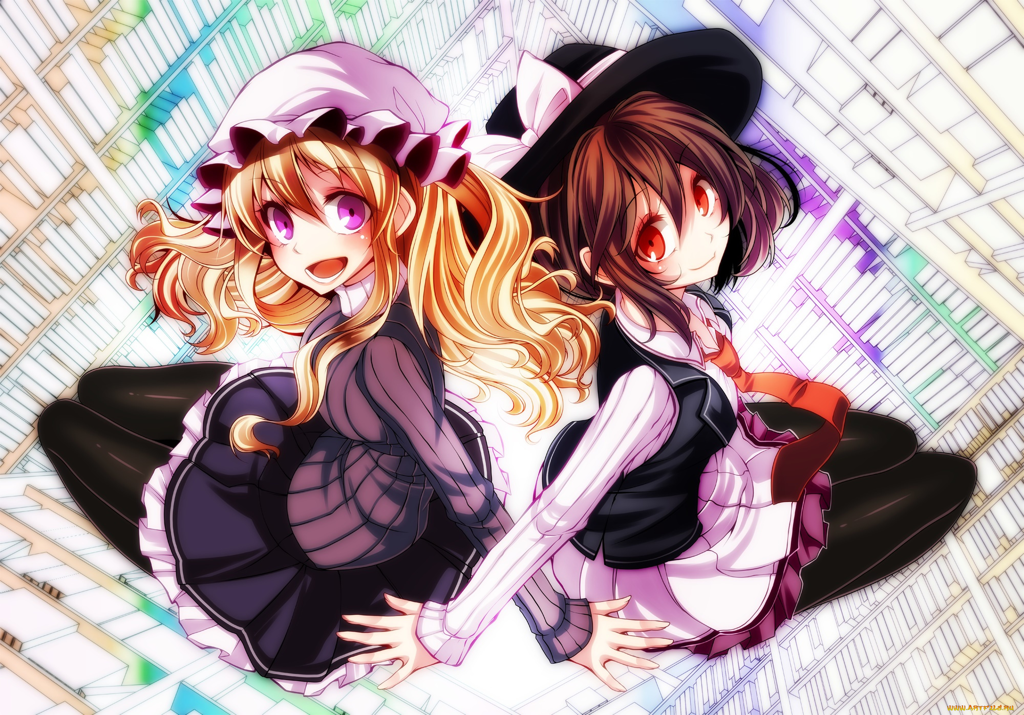 аниме, touhou, девушки, фон, взгляд