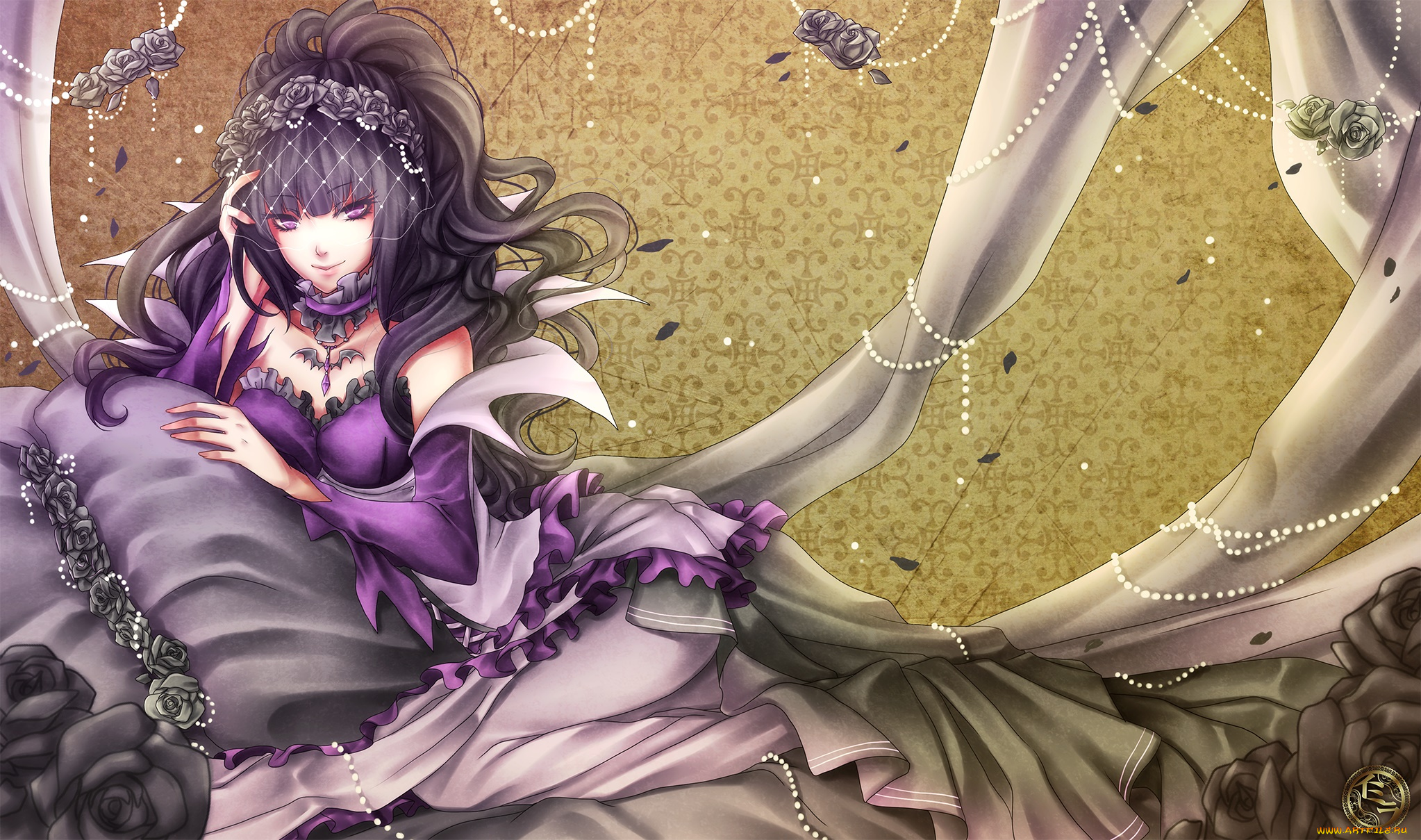 аниме, unknown, , другое, фон, девушка, взгляд