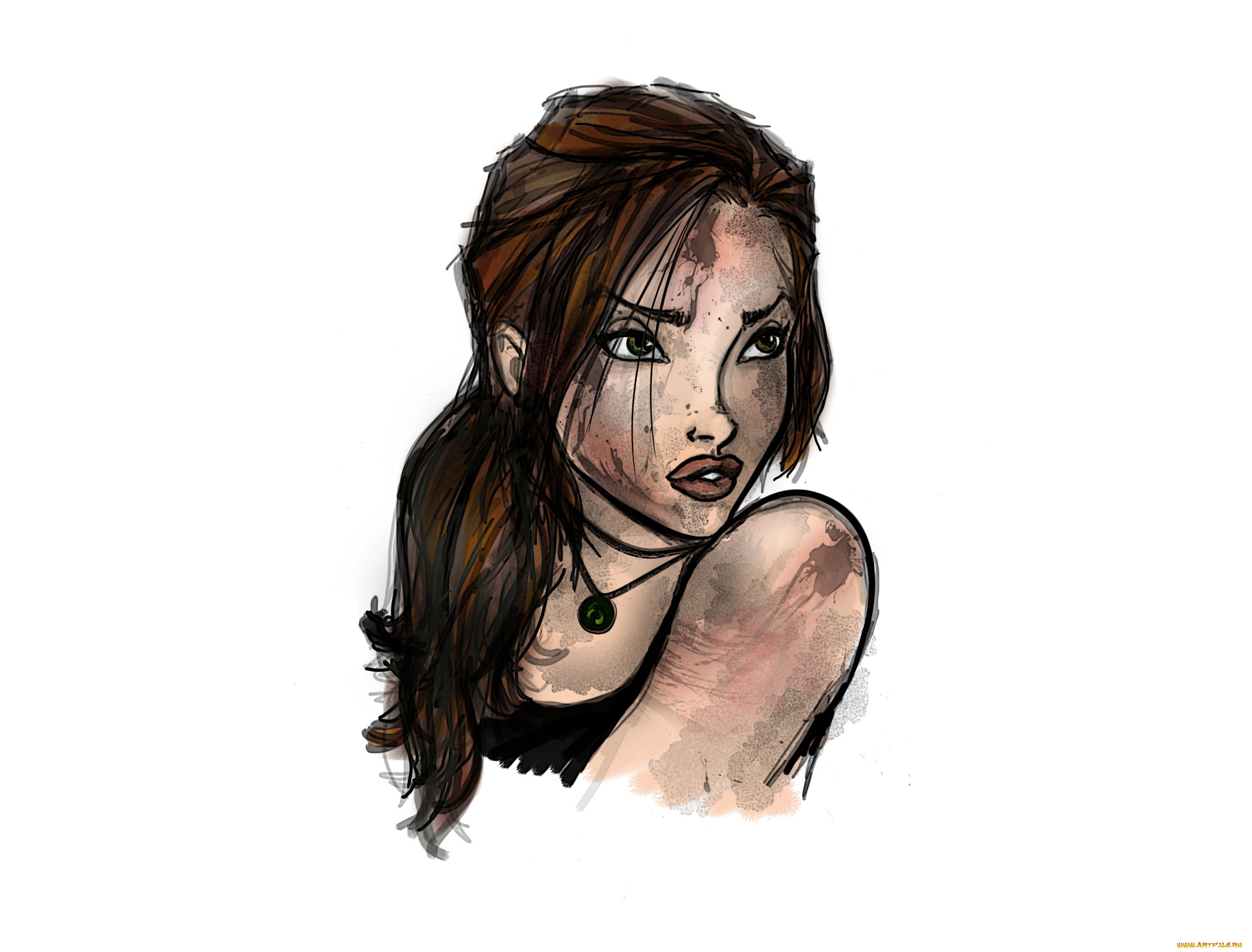 рисованное, люди, портрет, взгляд, фон, девушка