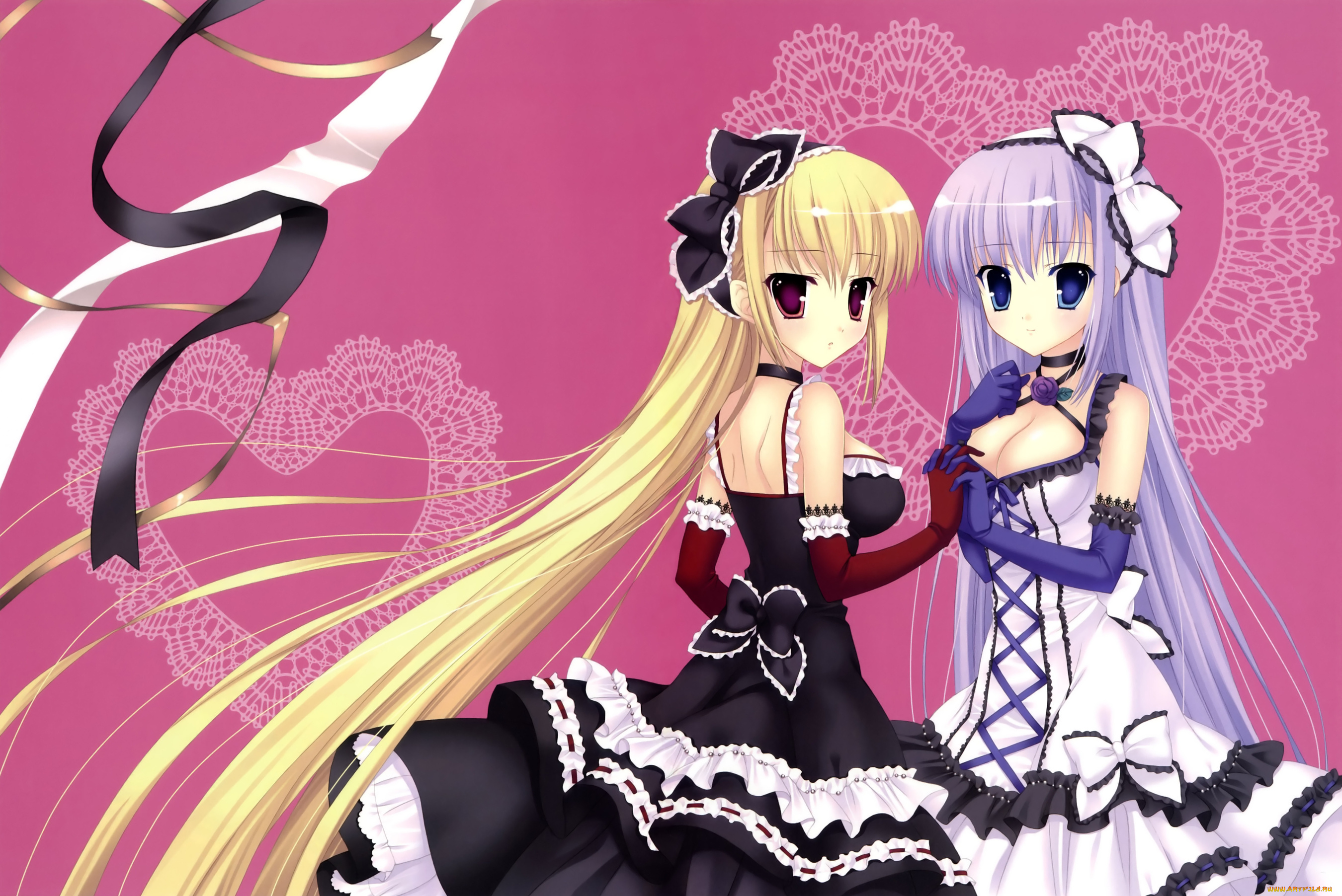 аниме, unknown, , другое, девушки, взгляд, фон