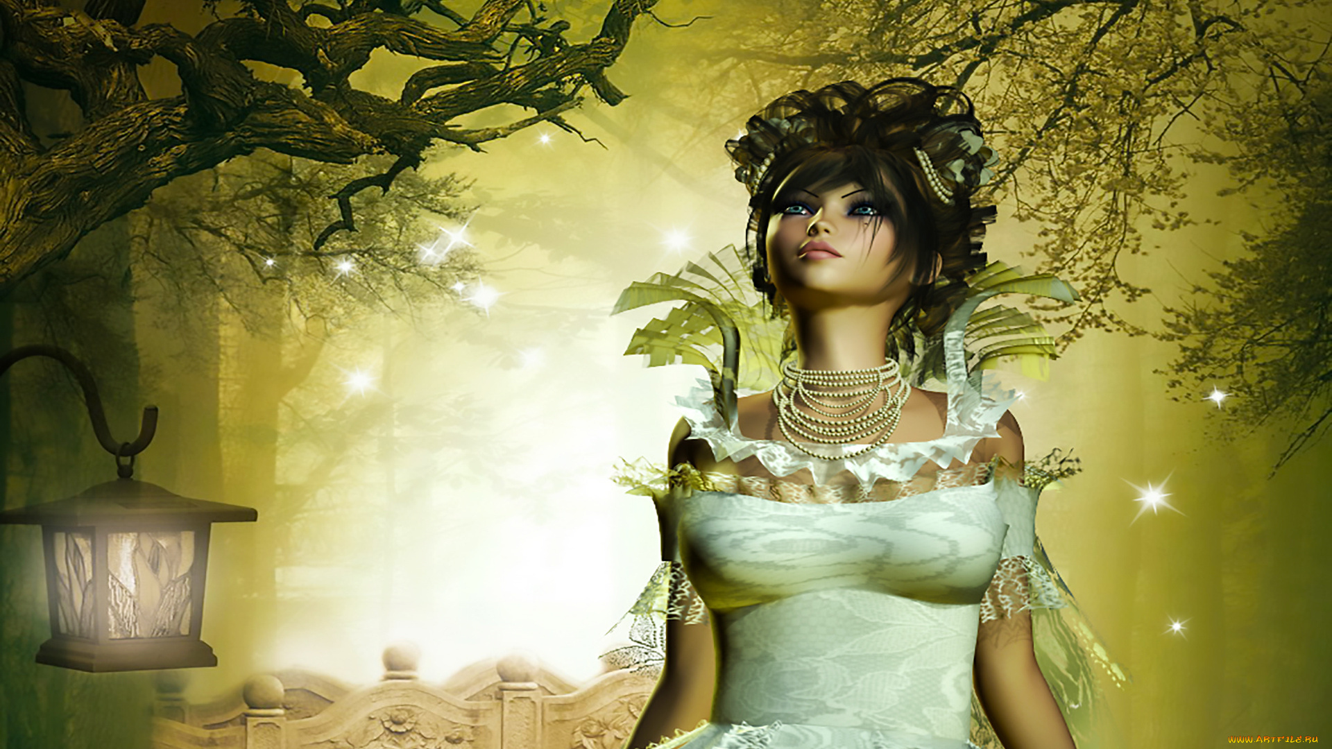 3д, графика, фантазия, , fantasy, девушка, фон, взгляд