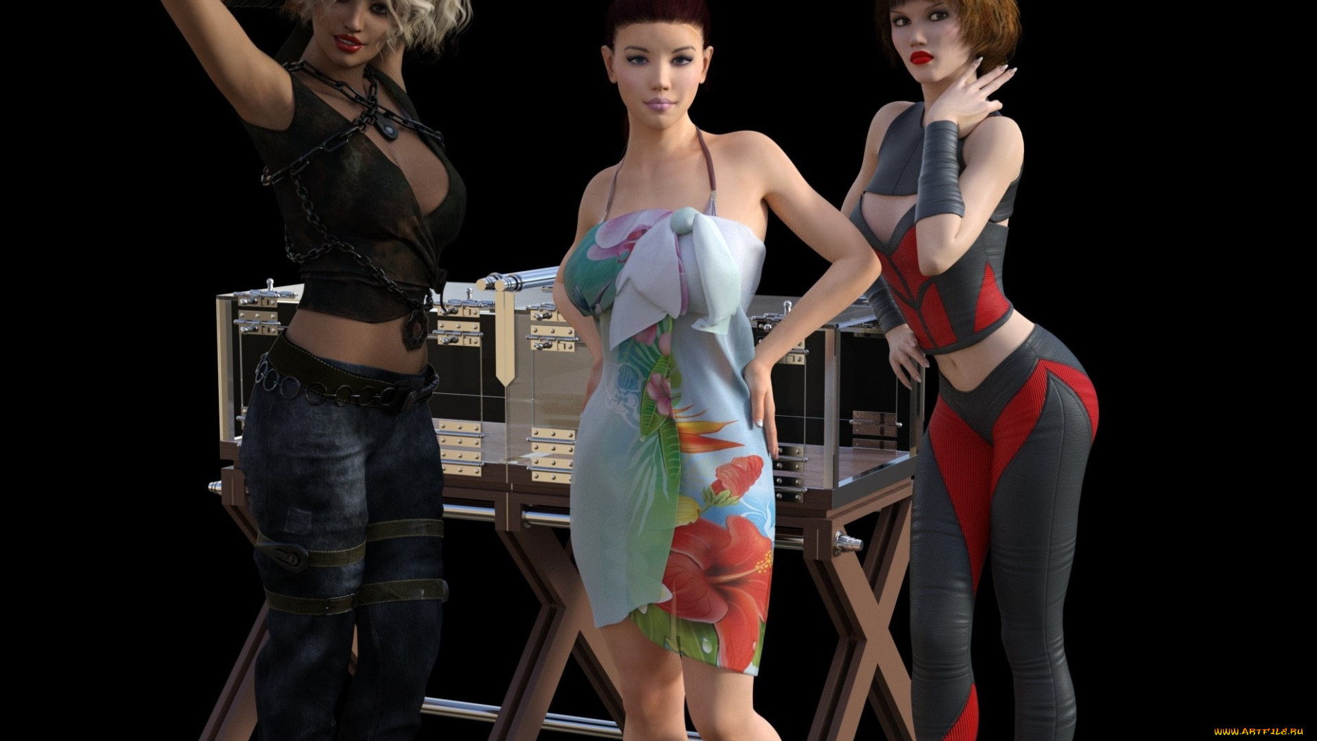 3д, графика, люди, , people, девушки, взгляд, фон