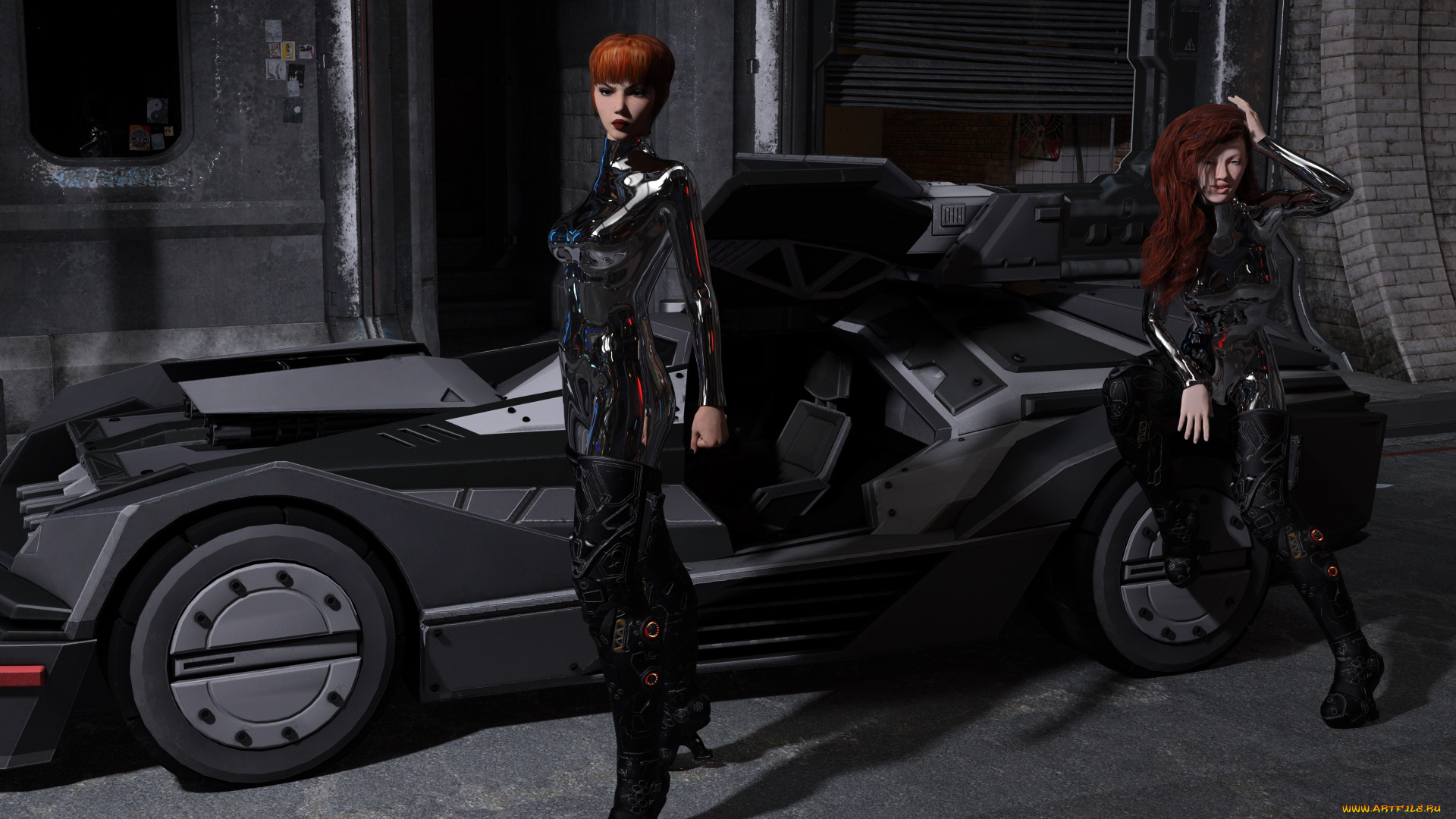 3д, графика, люди-авто, мото, , people-, car, , , moto, фон, взгляд, девушки
