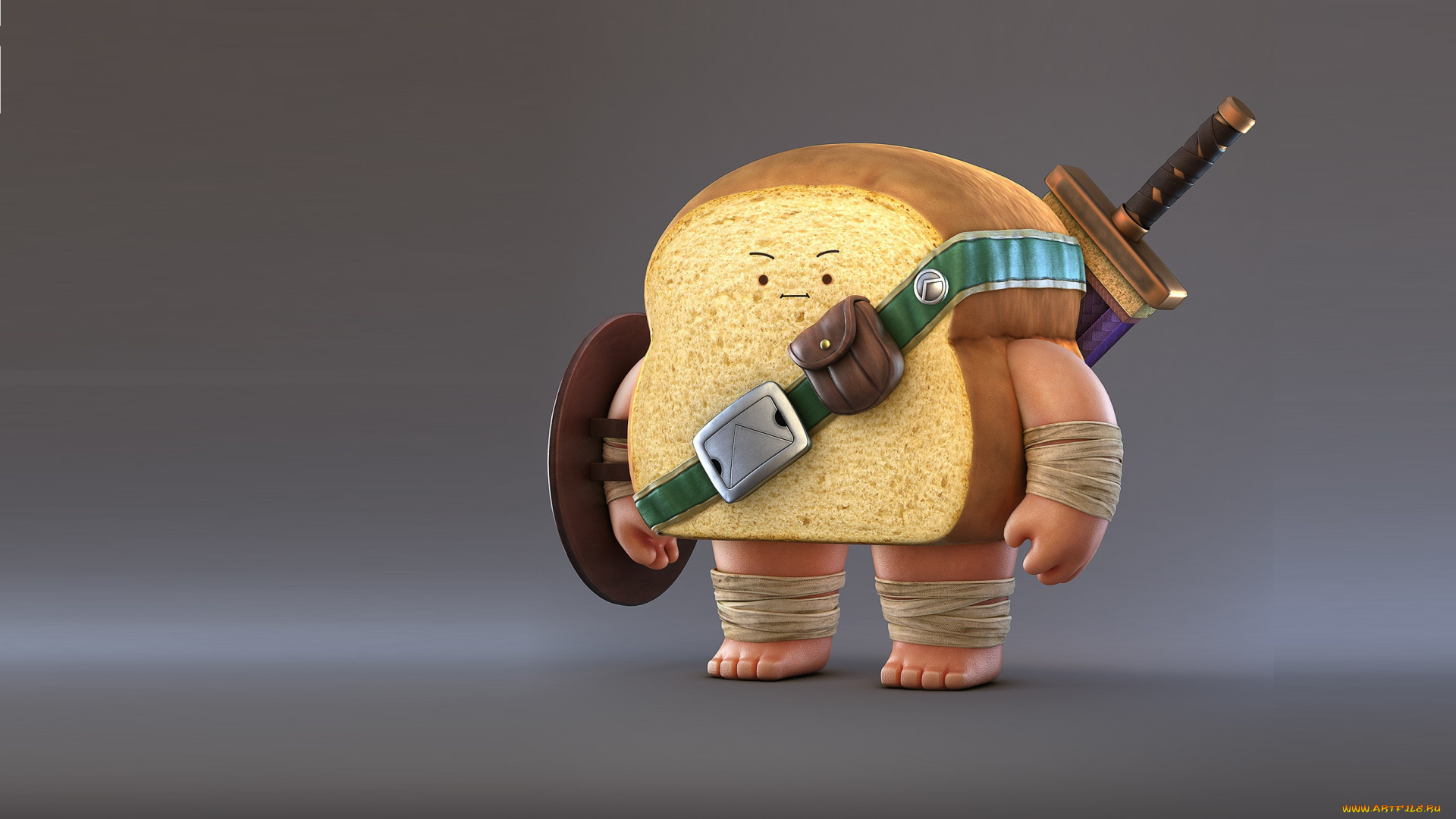 3д, графика, юмор, , humor, bread, warrior, хлеб, zhang, chi, меч, настроение, воин, рендеринг, арт