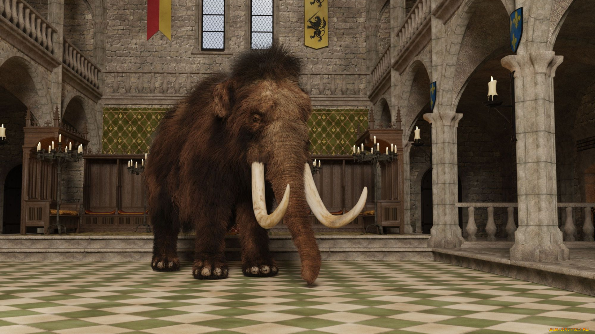 3д, графика, животные, , animals, мамонт