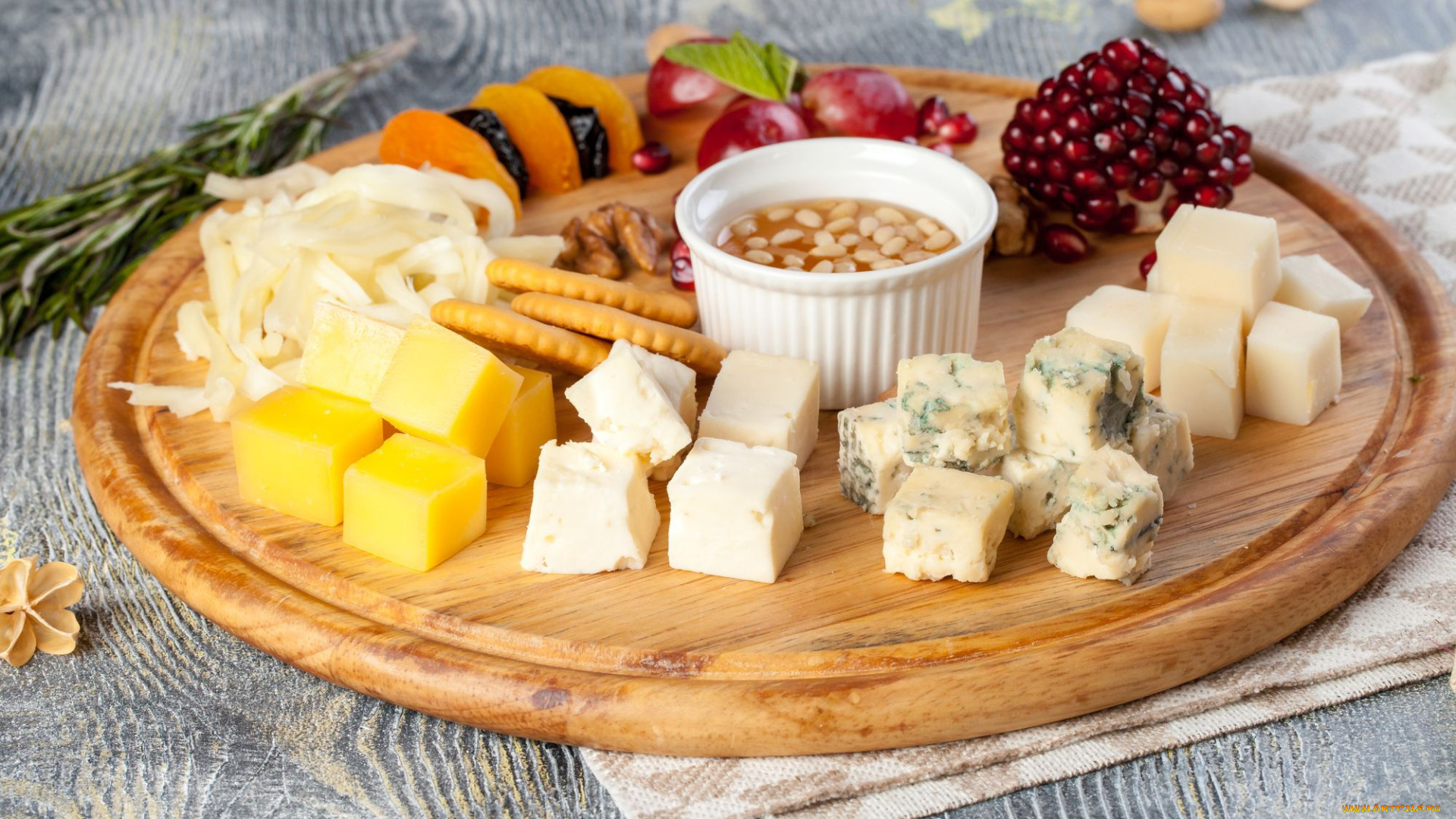 еда, сырные, изделия, сухофрукты, ассорти, сыр, мед, гранат