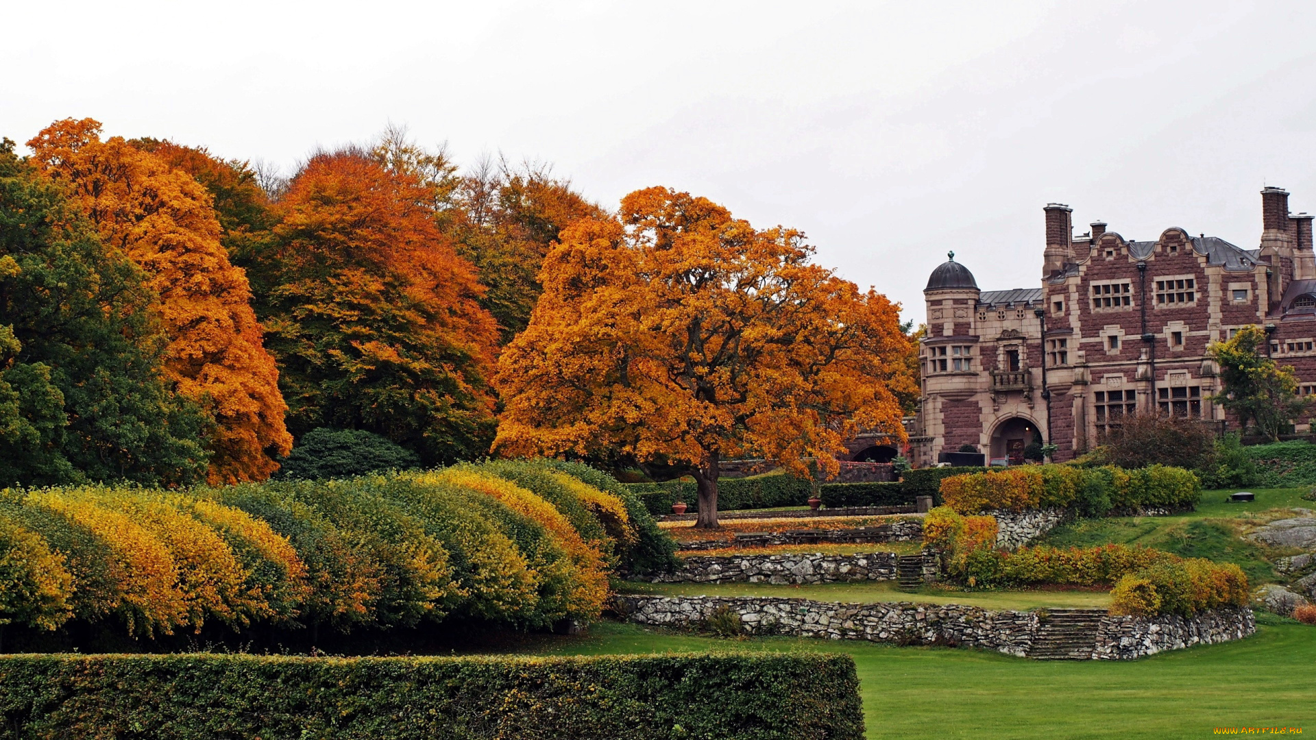 города, -, дворцы, , замки, , крепости, парк, замок, осень