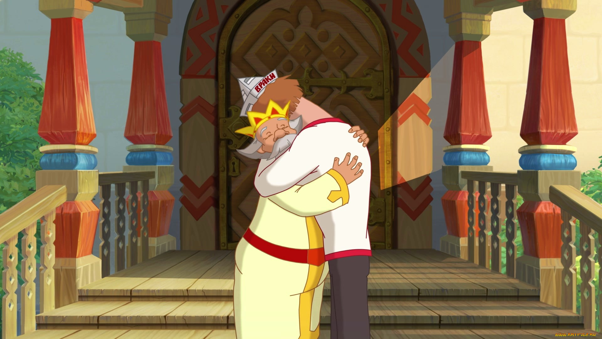 мультфильмы, иван, царевич, и, серый, волк, 3, крыльцо, эмоции, парень, дедушка