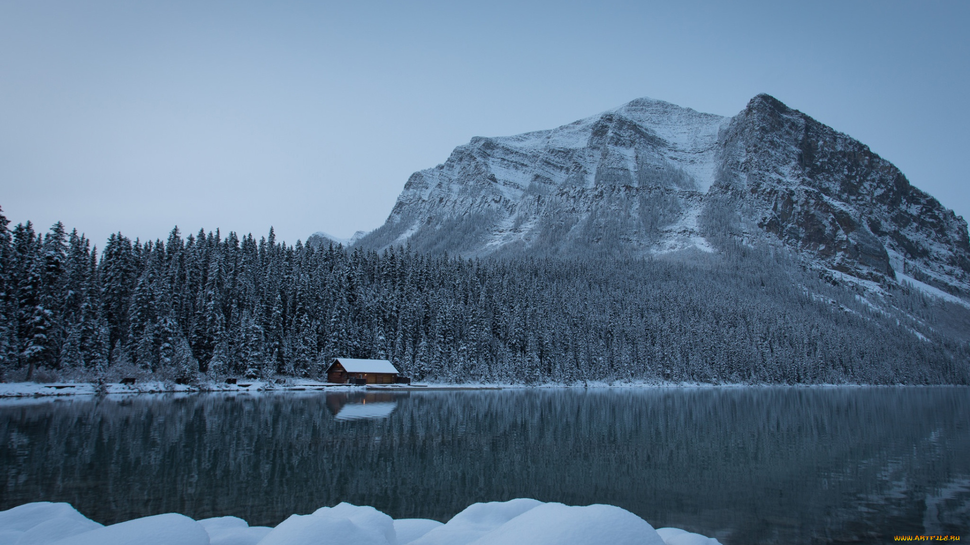 природа, реки, озера, национальный, парк, банф, озеро, луиз, снег, banff, national, park, канадские, скалистые, горы, alberta, canada, альберта, канада, зима, домик, lake, louise, лес, canadian, rockies, сугробы