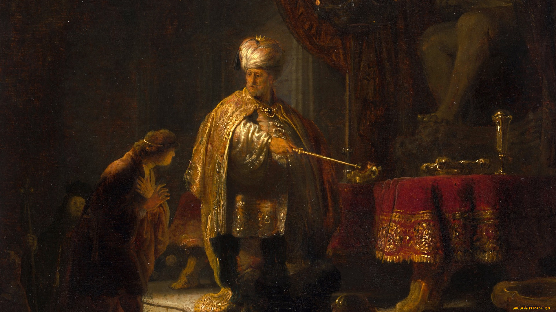 рисованное, rembrandt, van, rijn, картина, даниил, и, царь, кир, у, идола, ваала, мифология, рембрандт, ван, рейн