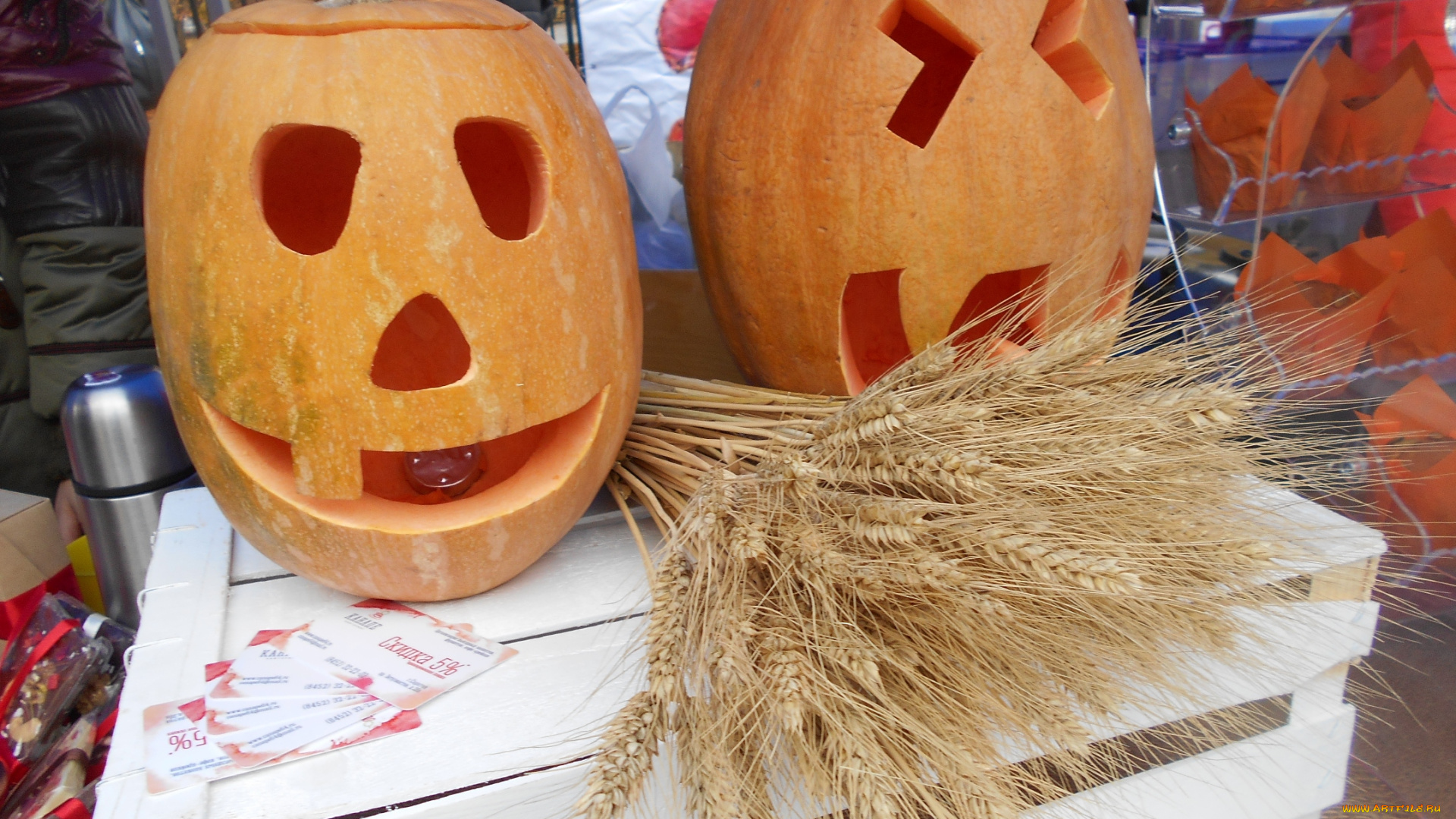 тыква, и, колоски, еда, тыква, хэллоуин