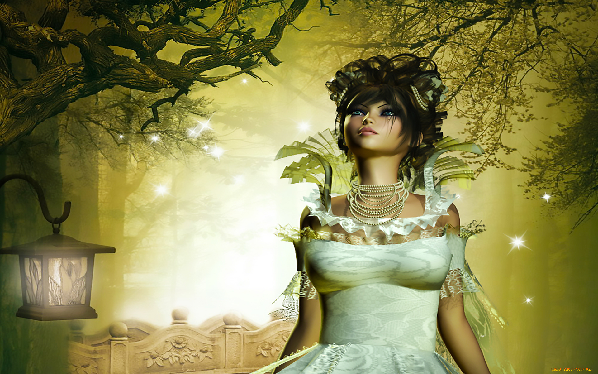3д, графика, фантазия, , fantasy, девушка, фон, взгляд