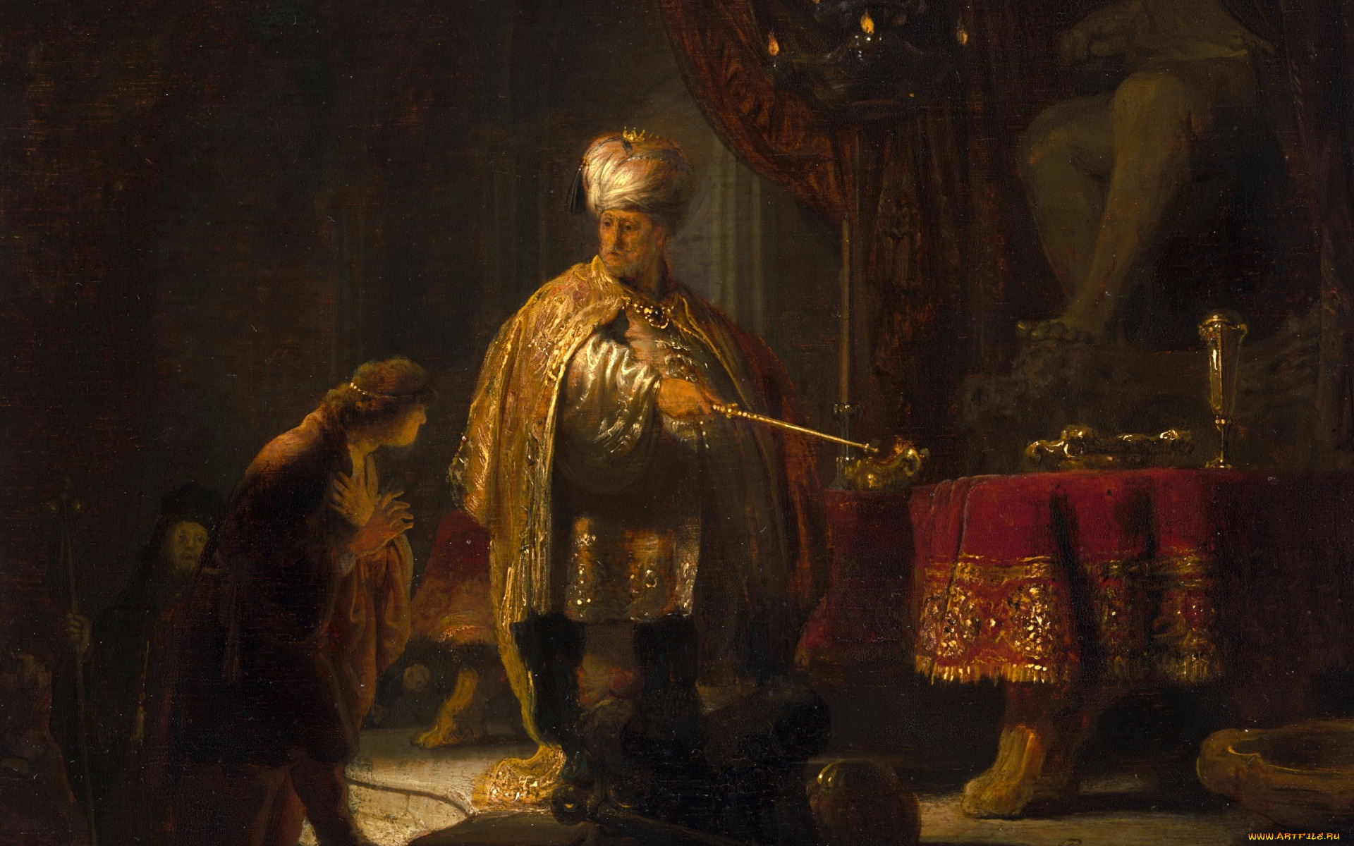 рисованное, rembrandt, van, rijn, картина, даниил, и, царь, кир, у, идола, ваала, мифология, рембрандт, ван, рейн