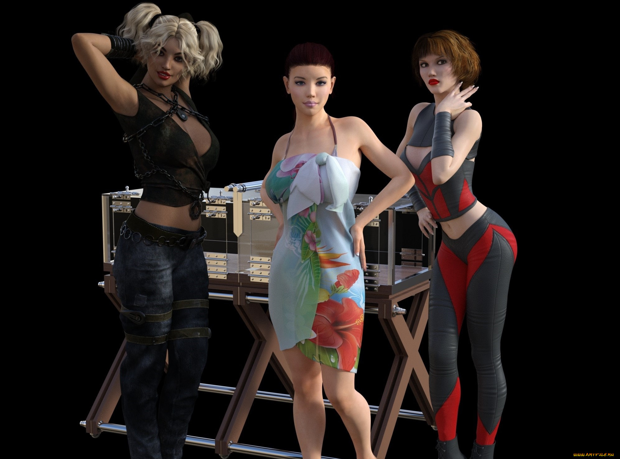 3д, графика, люди, , people, девушки, взгляд, фон