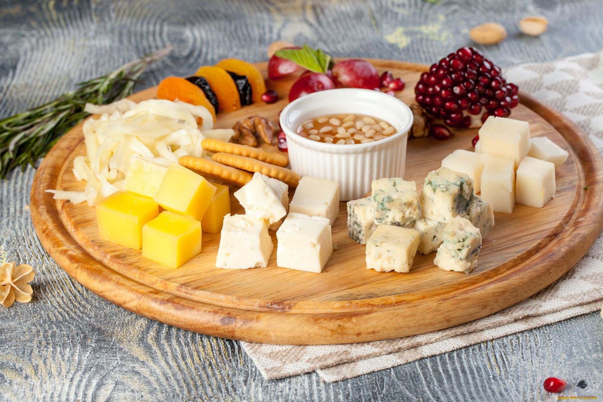 еда, сырные, изделия, сухофрукты, ассорти, сыр, мед, гранат