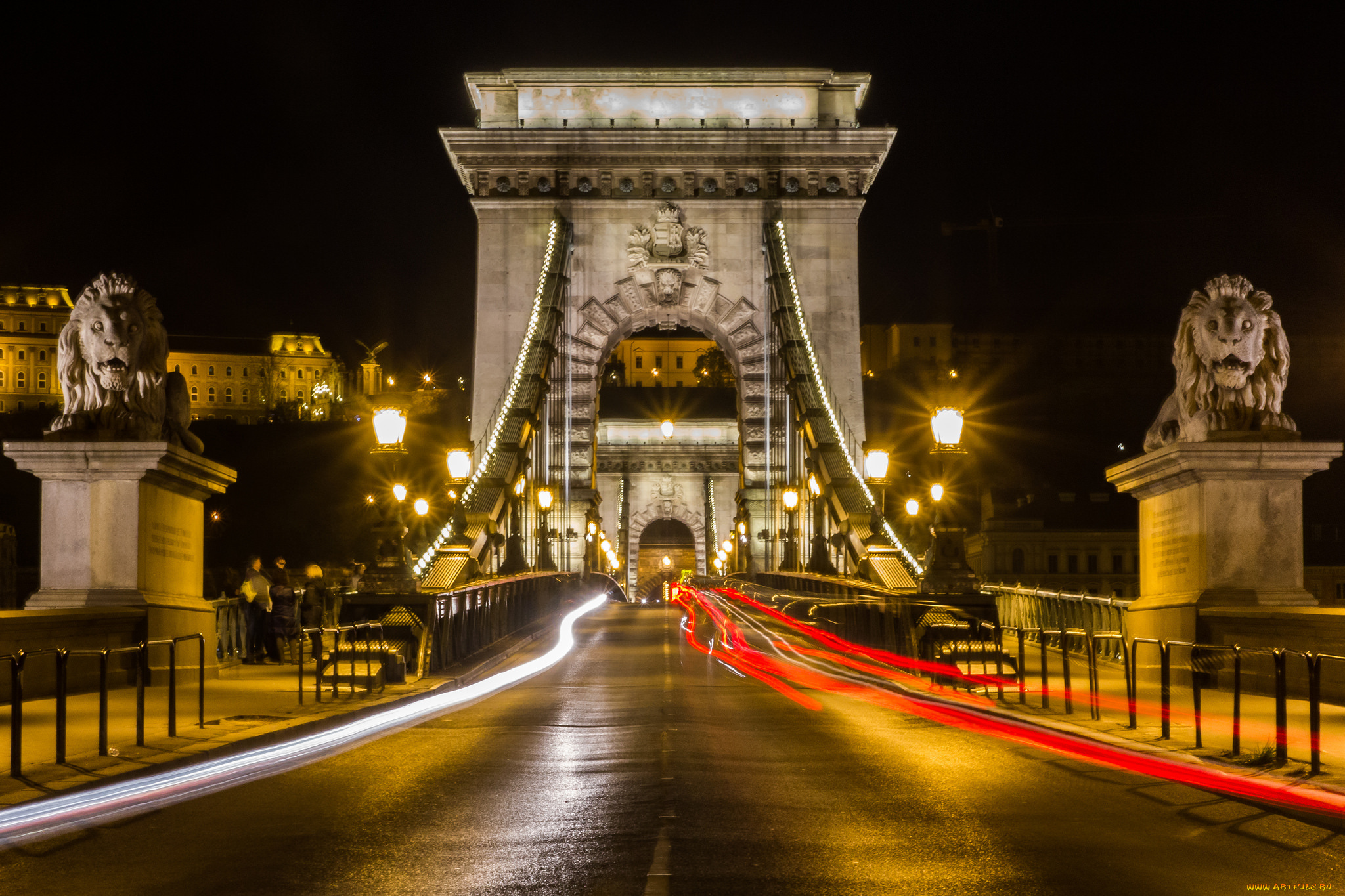 chain, bridge, in, budapest, города, будапешт, , венгрия, мост, река, огни, ночь