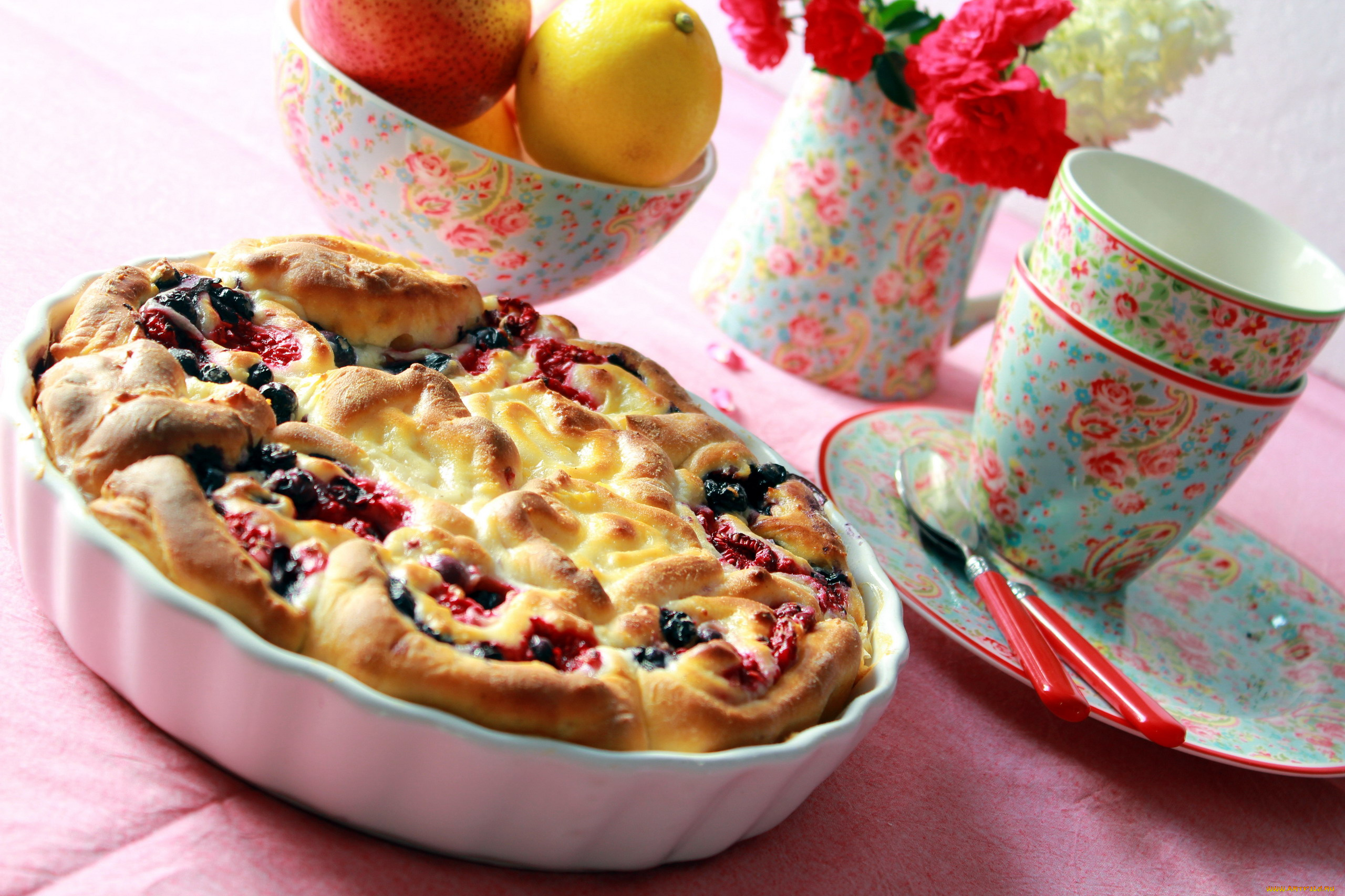 еда, пироги, фрукты, букет, пирог