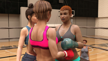 Картинка 3д+графика спорт+ sport взгляд фон ринг бокс девушки