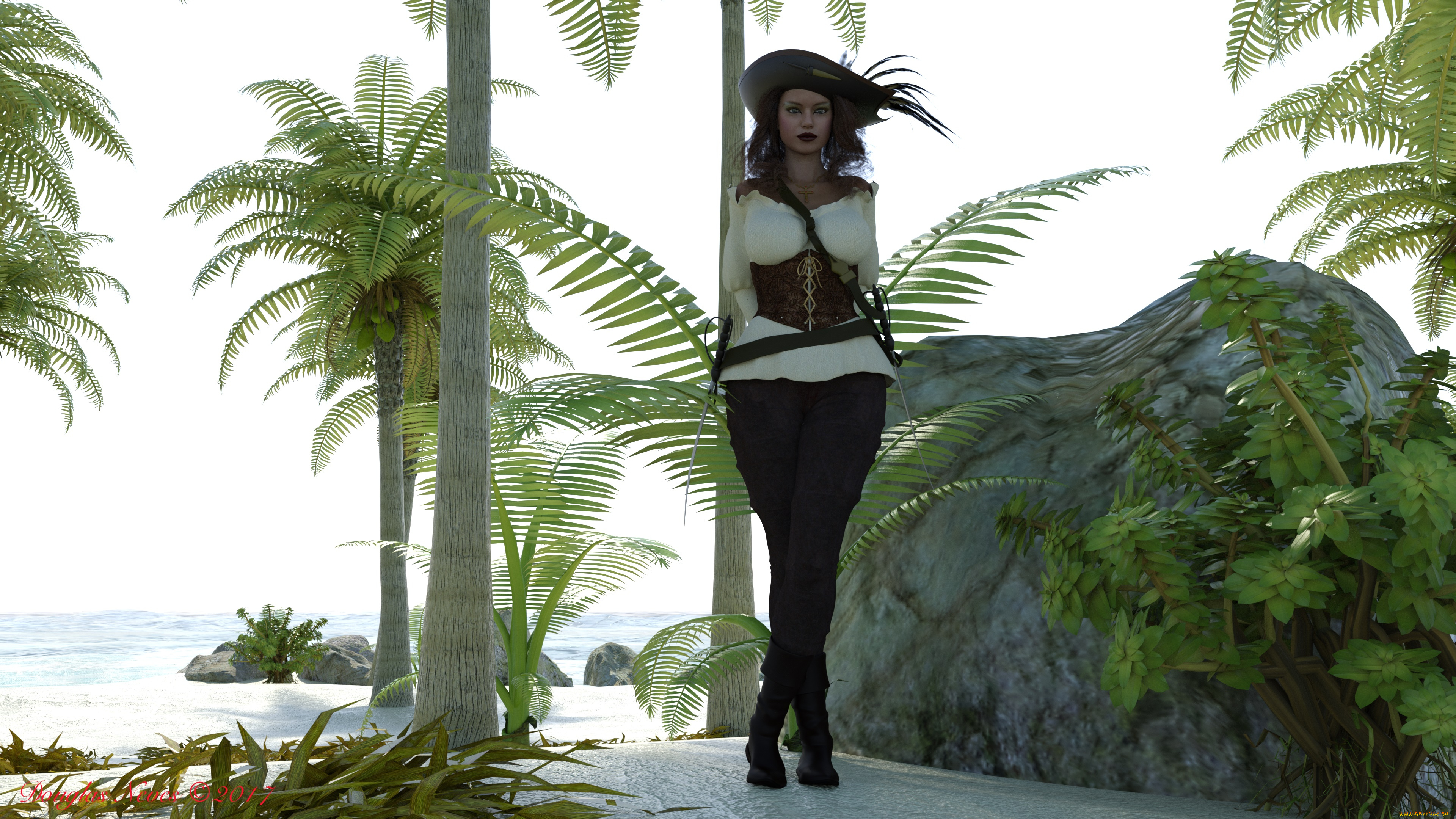 3д, графика, фантазия, , fantasy, фон, девушка, взгляд