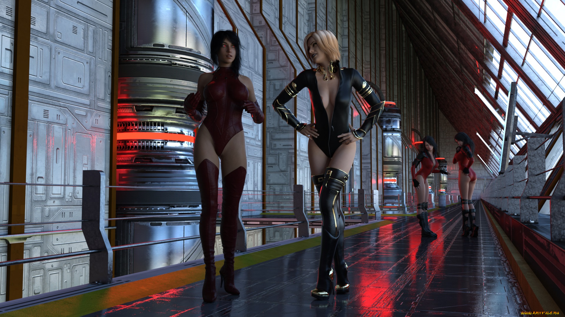 3д, графика, фантазия, , fantasy, взгляд, девушки, фон