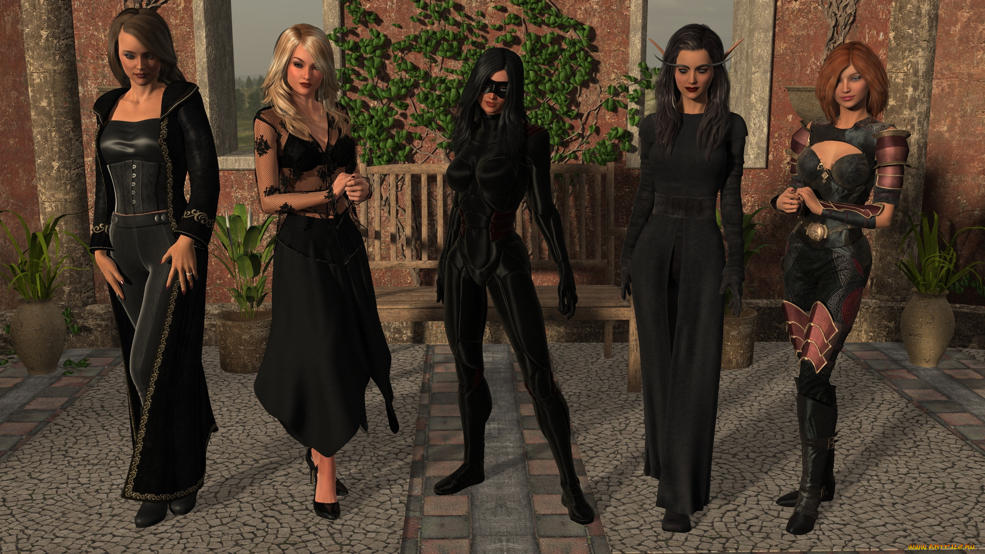 3д, графика, фантазия, , fantasy, взгляд, фон, девушки