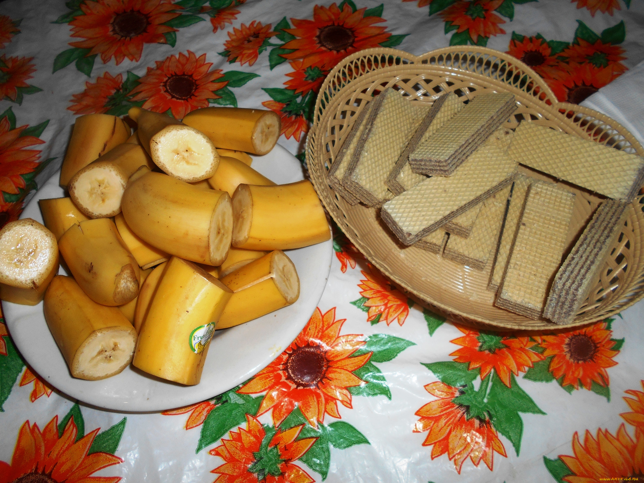 еда, бананы, вафли