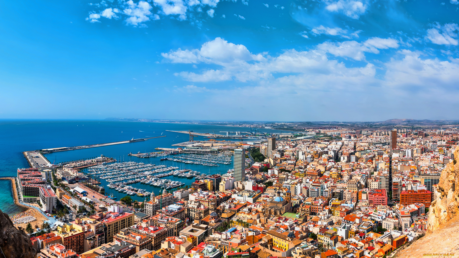 alicante, , spain, города, -, панорамы, лето, 4k, испания, побережье, порт