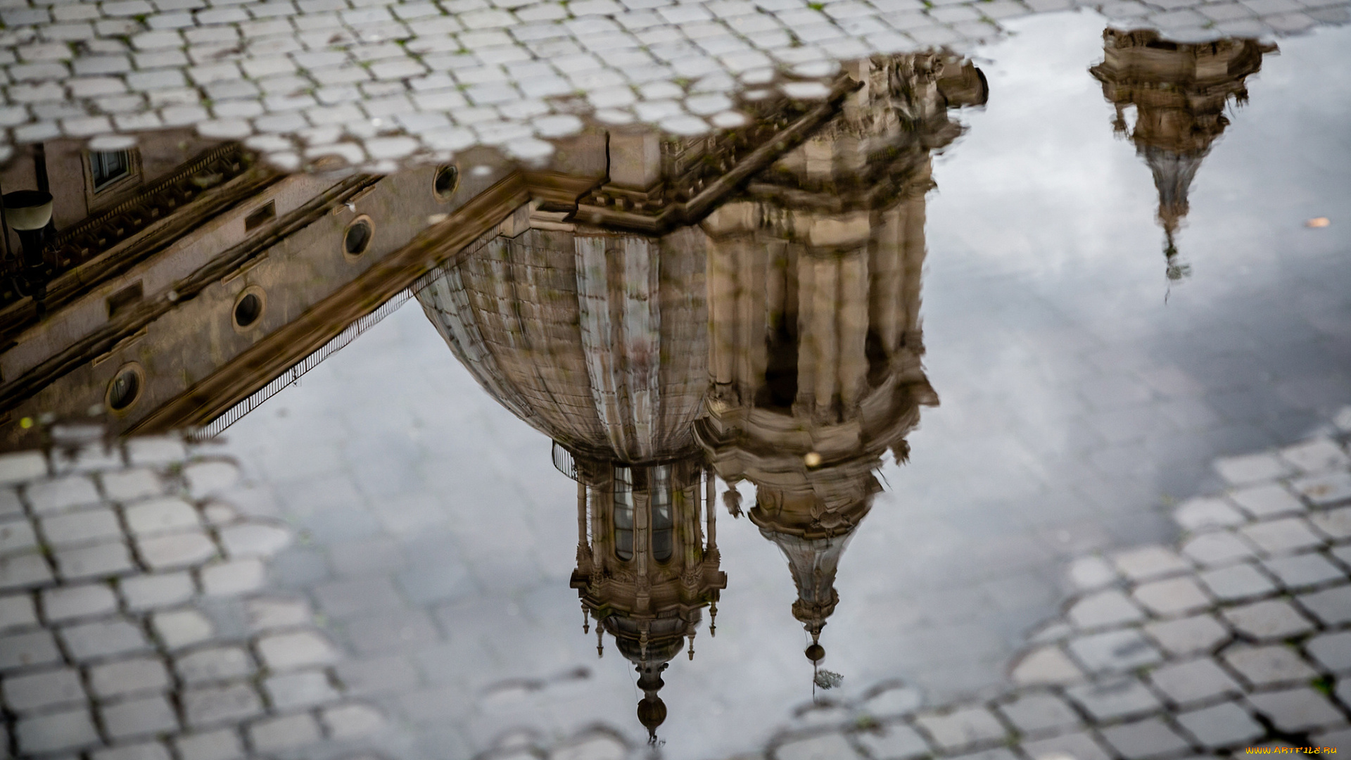 рим, , италия, города, -, католические, соборы, , костелы, , аббатства, отражение, лужа, италия, собор