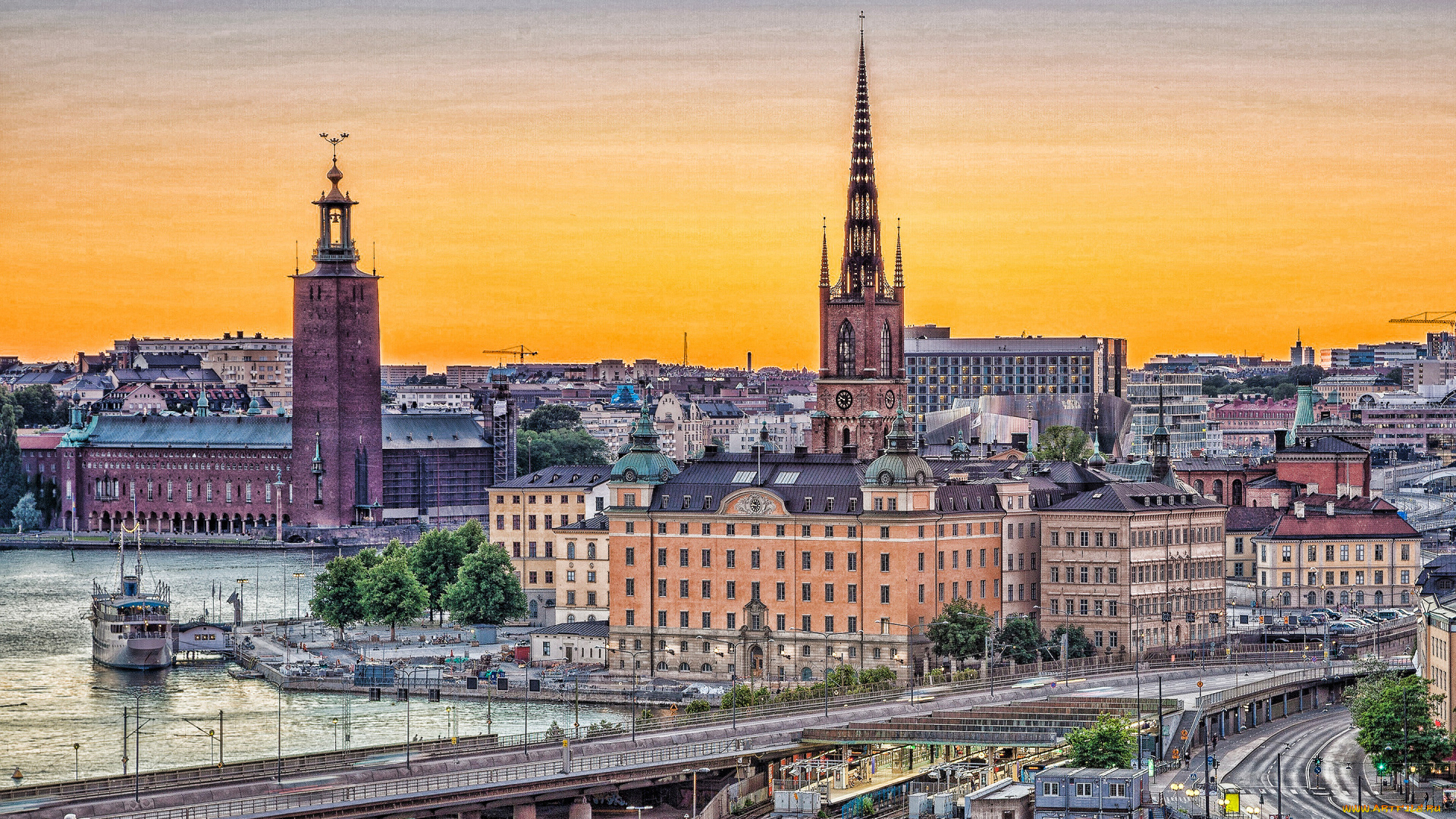 стокгольм, , швеция, города, стокгольм, , швеция, город, закат, столица, швеции, вечер, гамла, стан