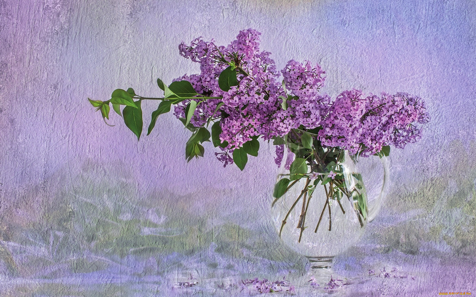 цветы, сирень, ваза, букет