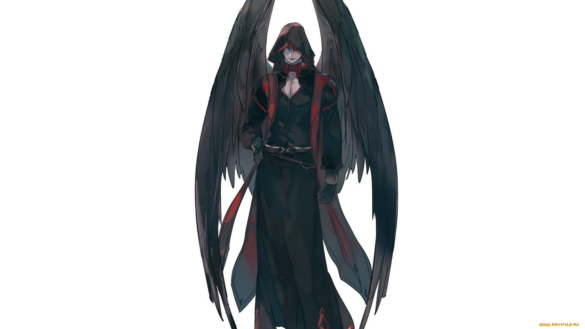 аниме, ангелы, , демоны, парень, крылья