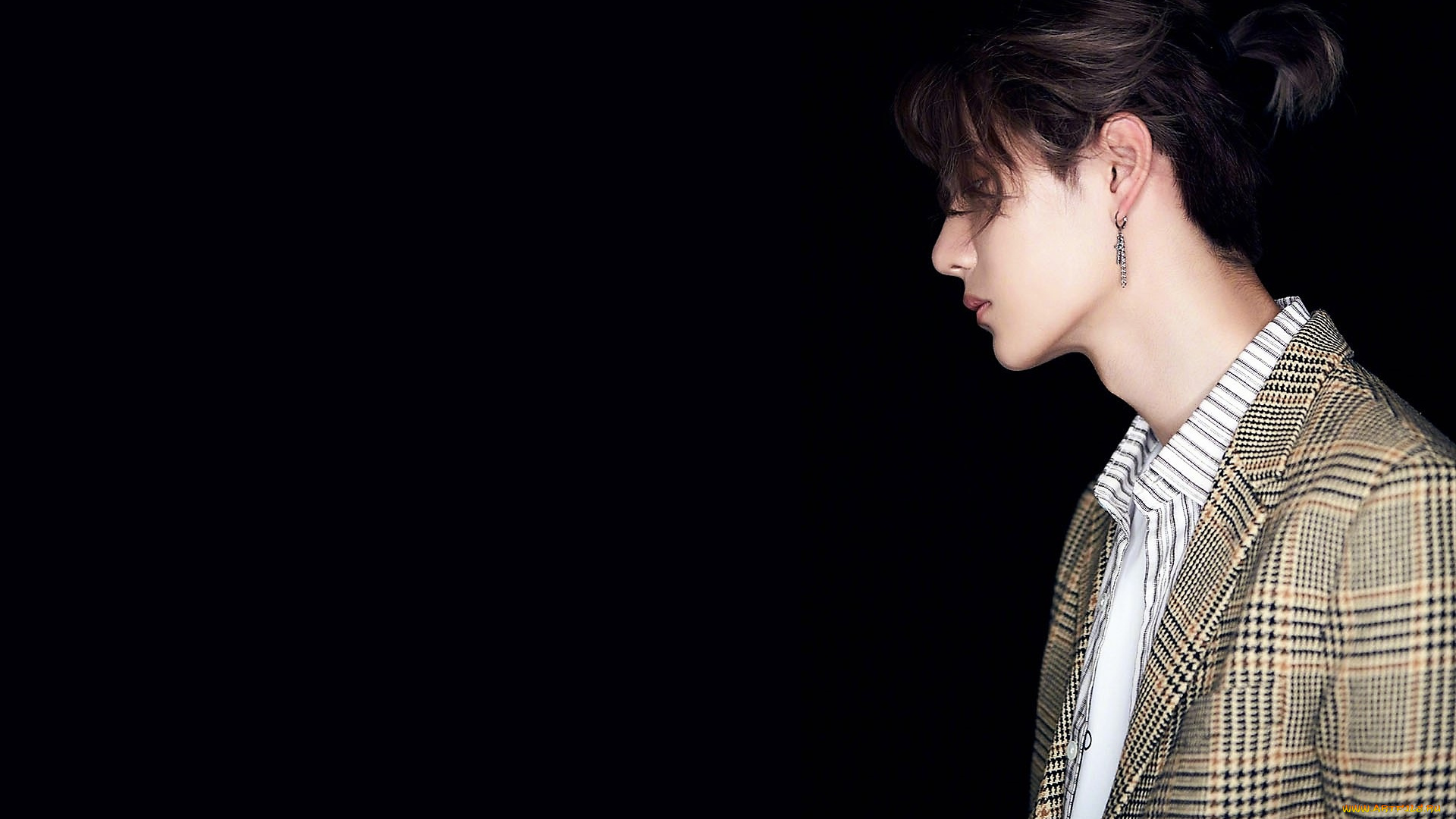 мужчины, wang, yi, bo, актер, профиль, серьга, хвостик, пиджак