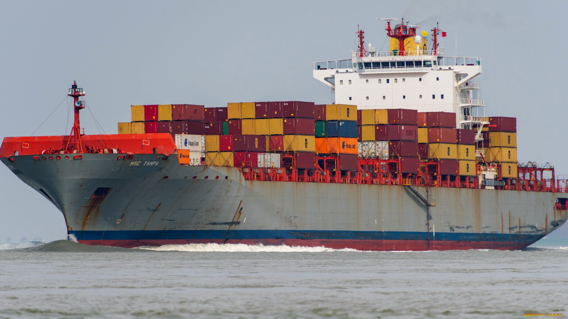 корабли, грузовые, суда, контейнеровоз
