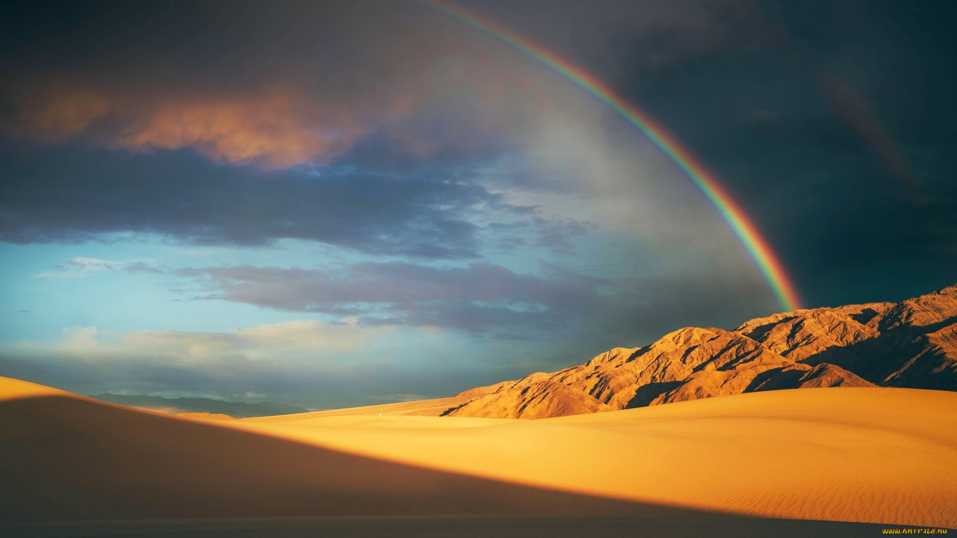 rainbow, over, death, valley, california, природа, радуга, rainbow, over, death, valley