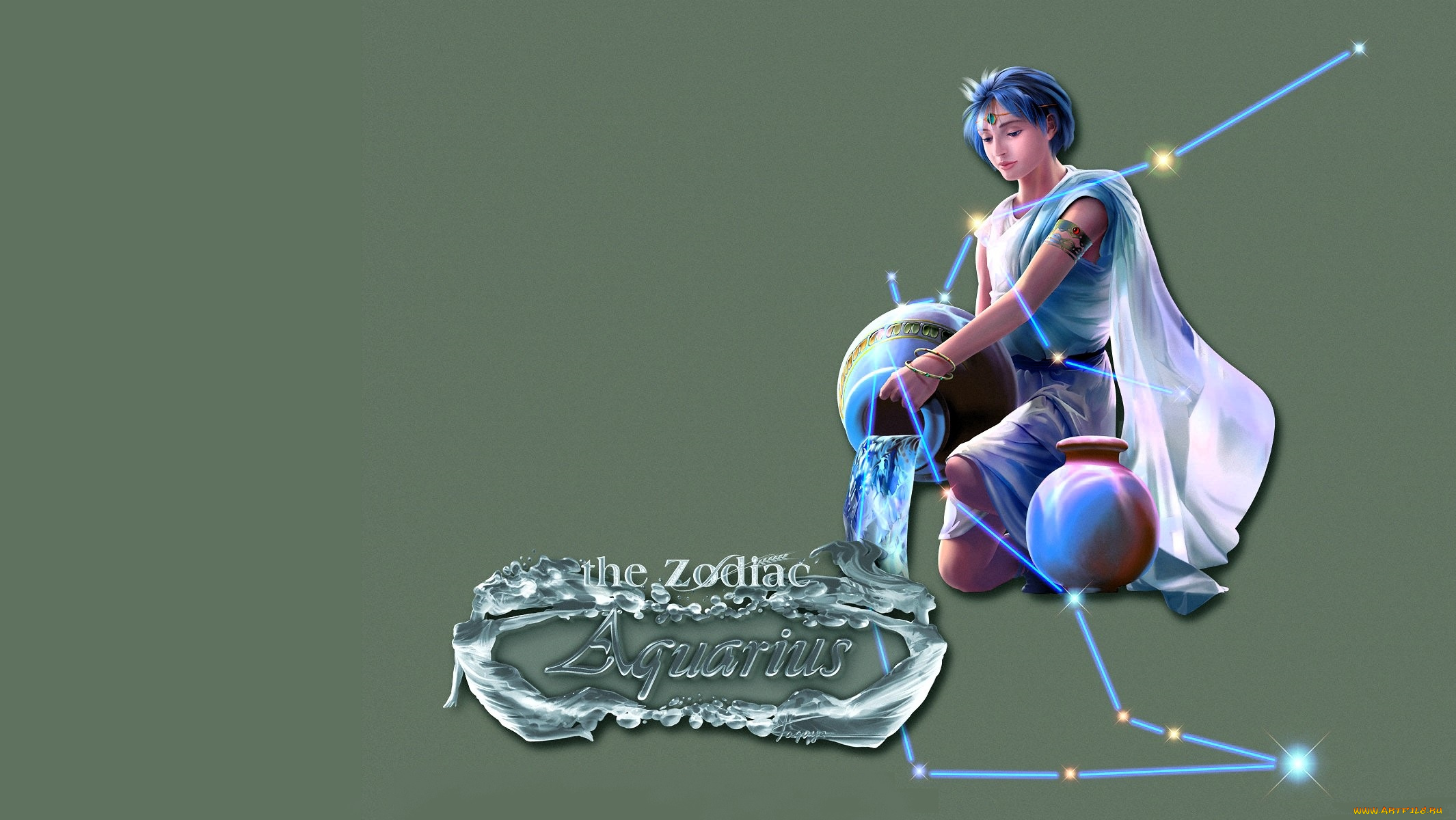 фэнтези, _kagaya, водолей, девушка, кувшин