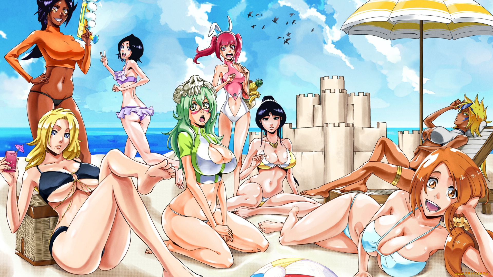 аниме, unknown, , другое, , девушки, на, пляже